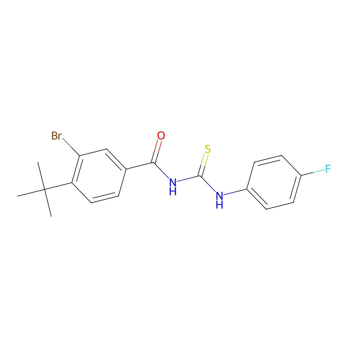 3-bromo-4-tert-butyl-N-[(4-fluorophenyl)carbamothioyl]benzamide molecular structure, CAS 648873-02-3