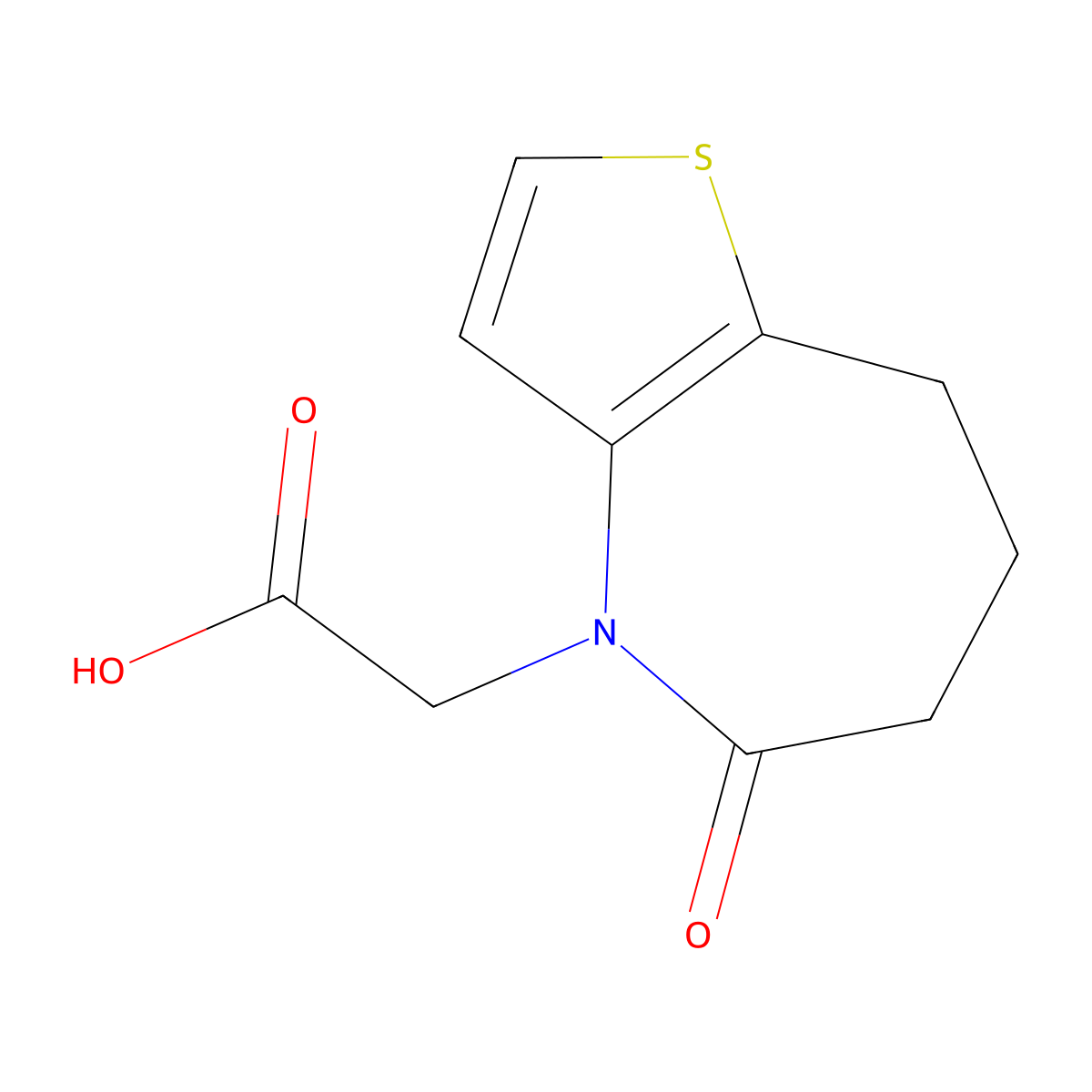 2-{5-oxo-4H,5H,6H,7H,8H-thieno[3,2-b]azepin-4-yl}acetic acid molecular structure, CAS 648881-57-6