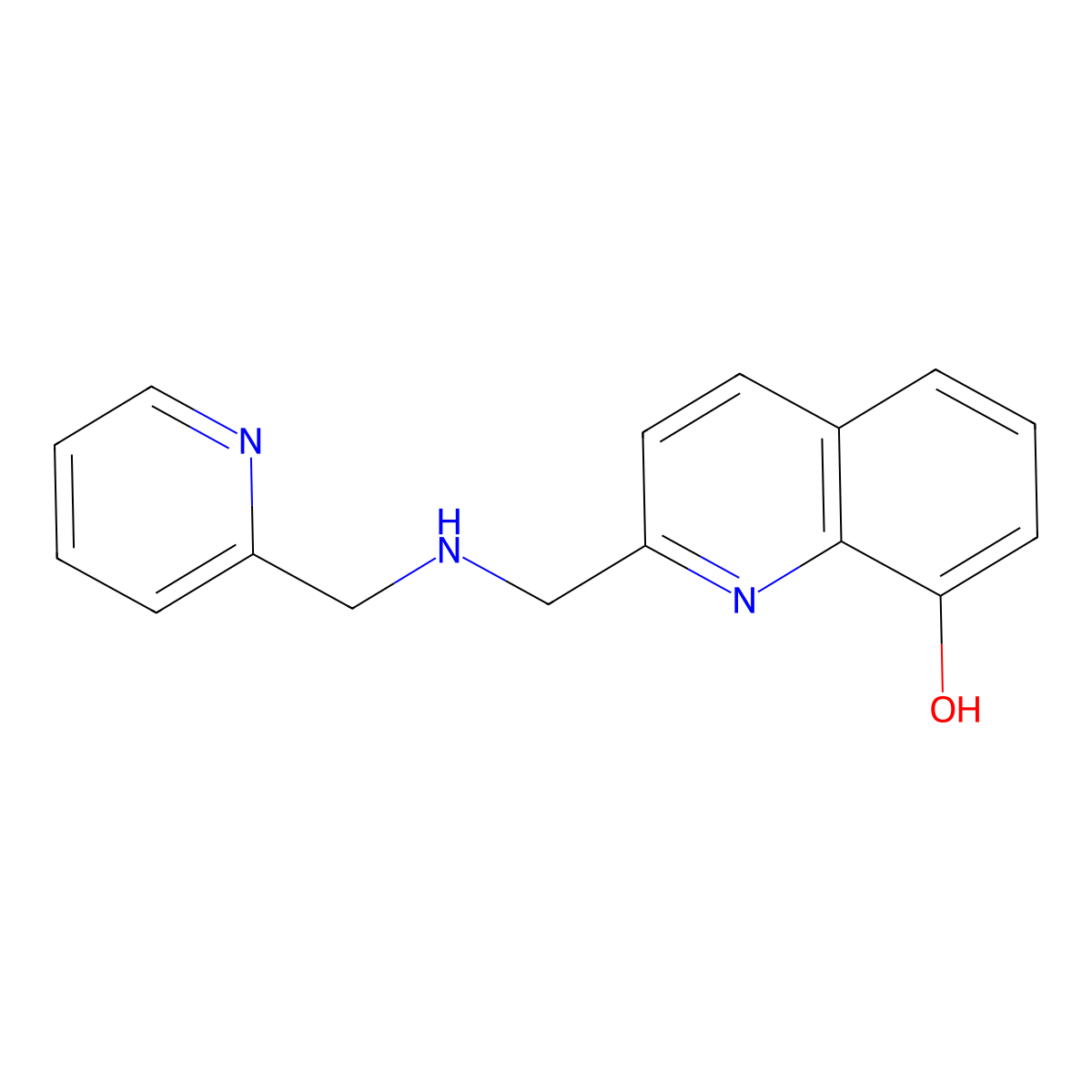 2-(((Pyridin-2-ylmethyl)amino)methyl)quinolin-8-ol molecular structure, CAS 648896-25-7