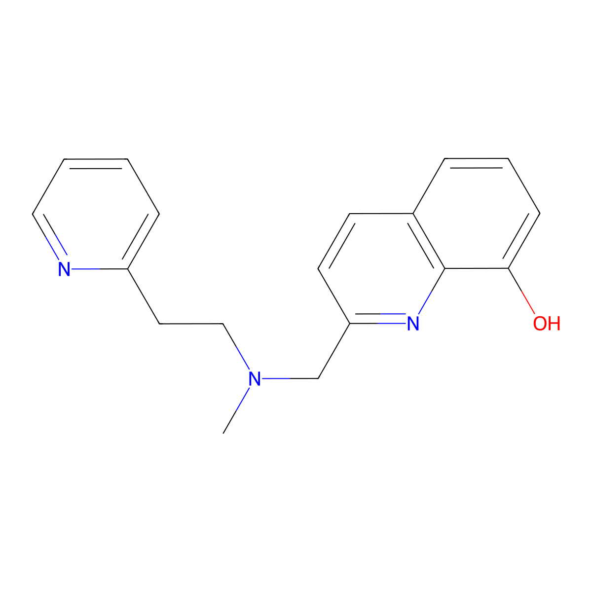 2-((Methyl(2-(pyridin-2-yl)ethyl)amino)methyl)quinolin-8-ol molecular structure, CAS 648896-26-8