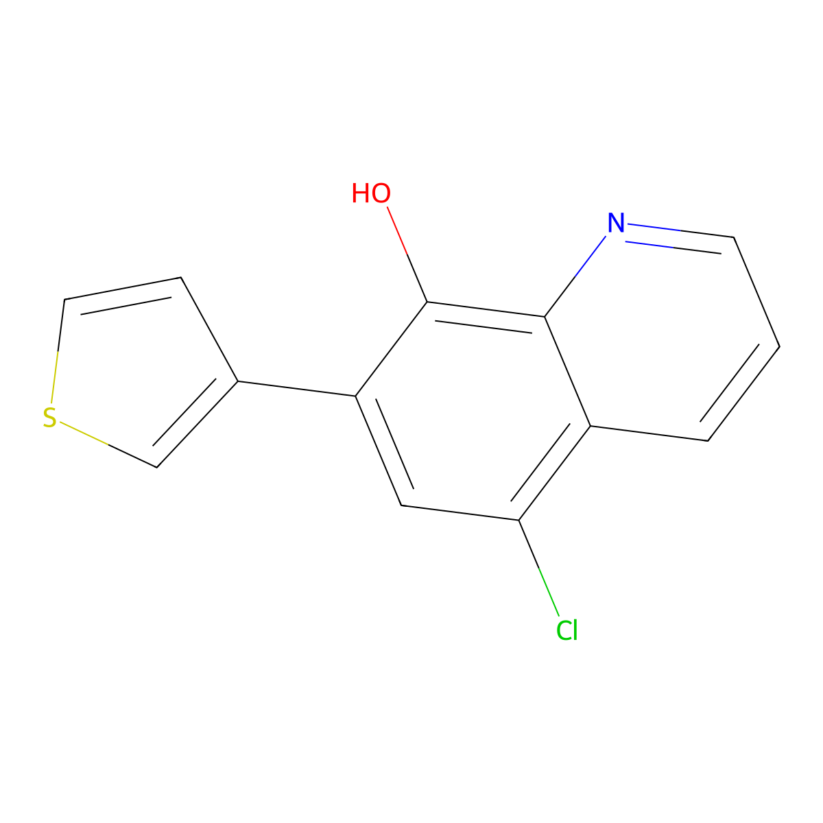 5-Chloro-7-(thiophen-3-yl)quinolin-8-ol molecular structure, CAS 648896-49-5
