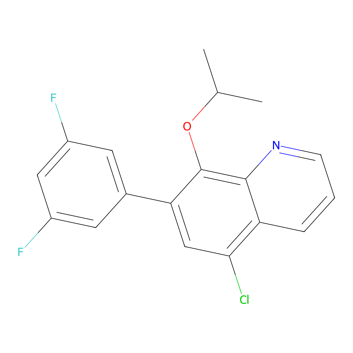 5-Chloro-7-(3,5-difluorophenyl)-8-[(propan-2-yl)oxy]quinoline molecular structure, CAS 648896-96-2