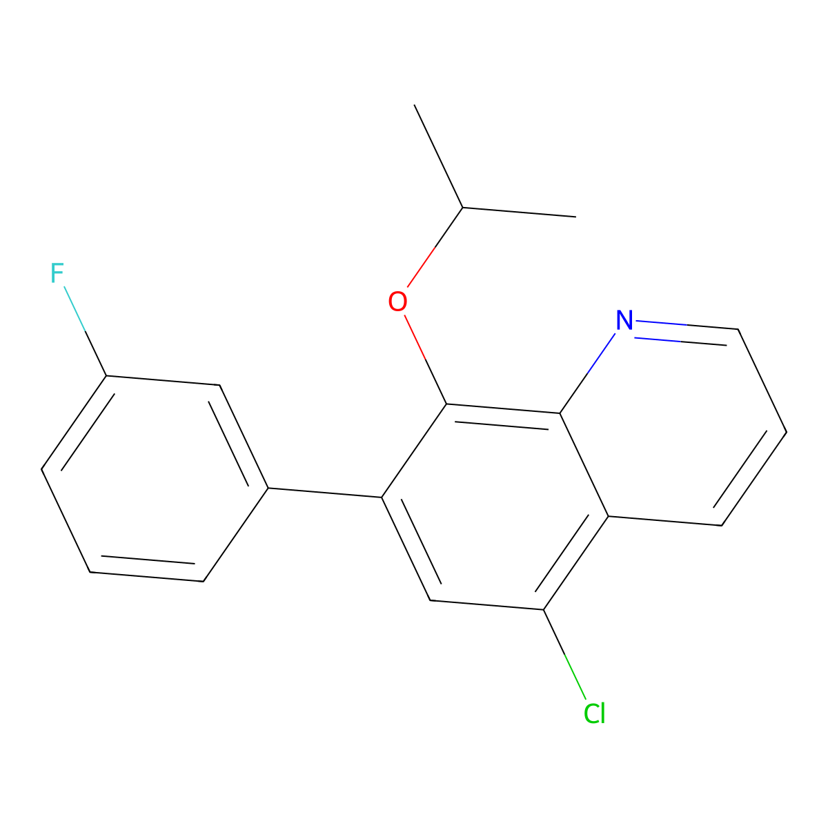5-Chloro-7-(3-fluorophenyl)-8-[(propan-2-yl)oxy]quinoline molecular structure, CAS 648897-05-6