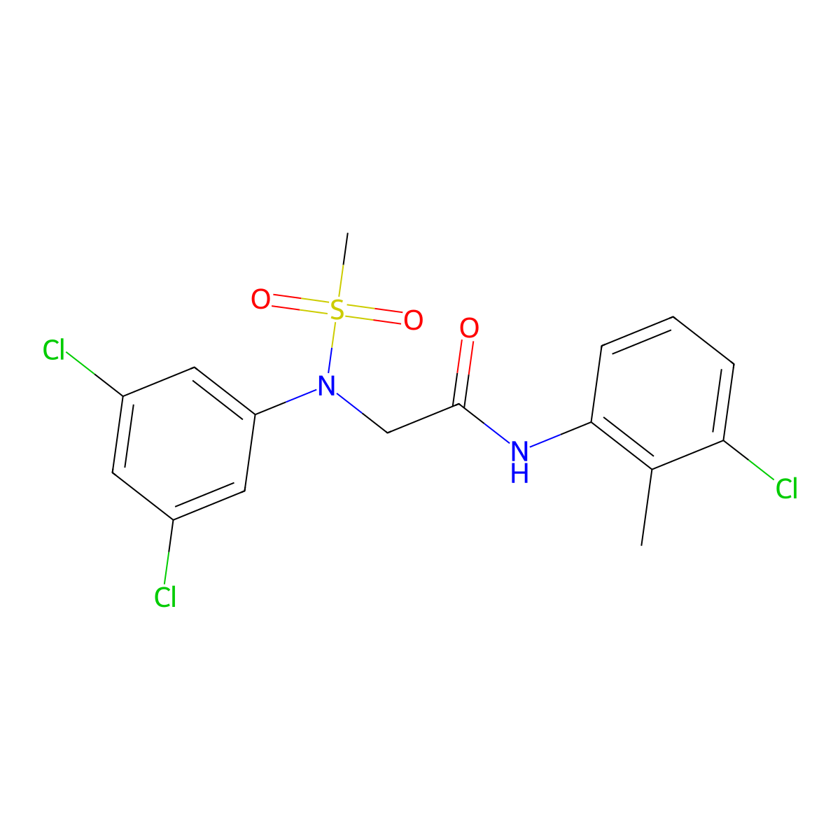 N-(3-Chloro-2-methyl-phenyl)-2-[(3,5-dichlorophenyl)-methylsulfonyl-amino]acetamide molecular structure, CAS 6489-18-5