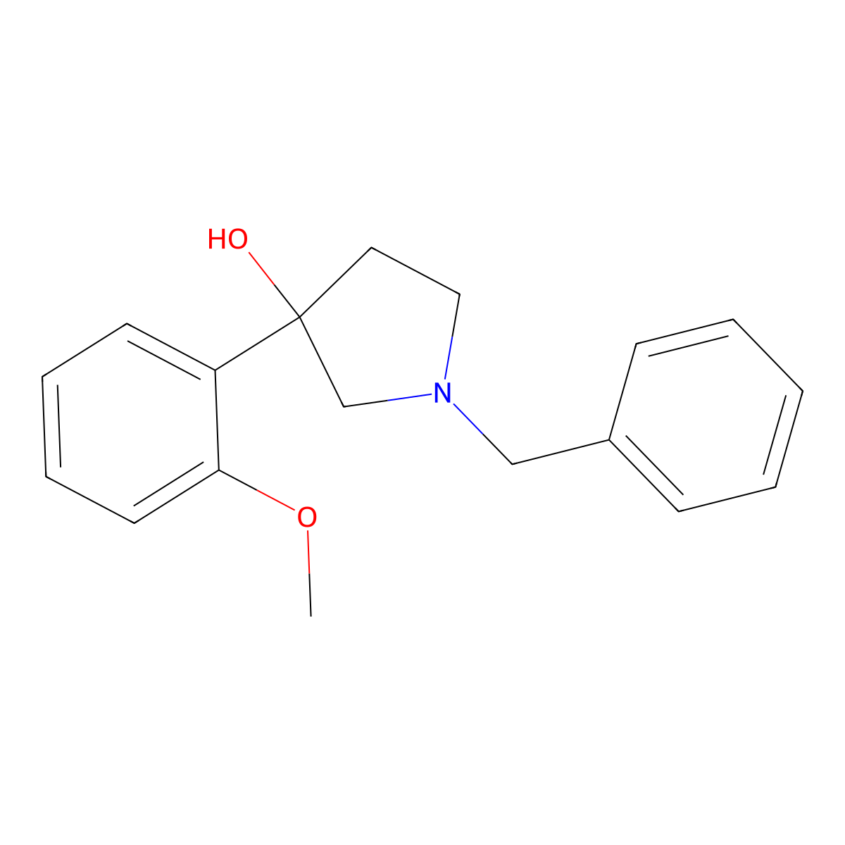 1-Benzyl-3-(2-methoxyphenyl)pyrrolidin-3-ol molecular structure, CAS 648901-34-2