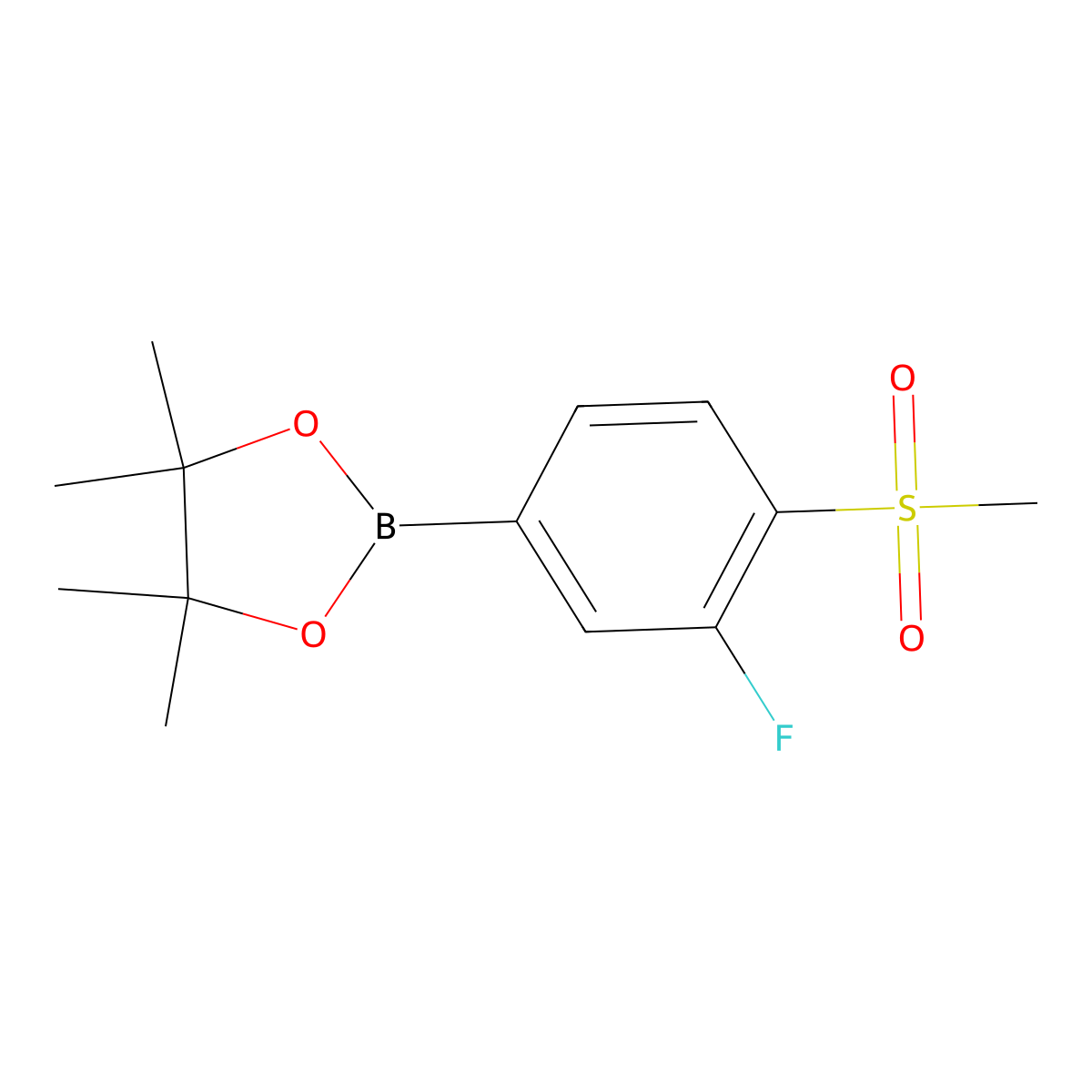 2-(3-Fluoro-4-(methylsulfonyl)phenyl)-4,4,5,5-tetramethyl-1,3,2-dioxaborolane molecular structure, CAS 648904-85-2