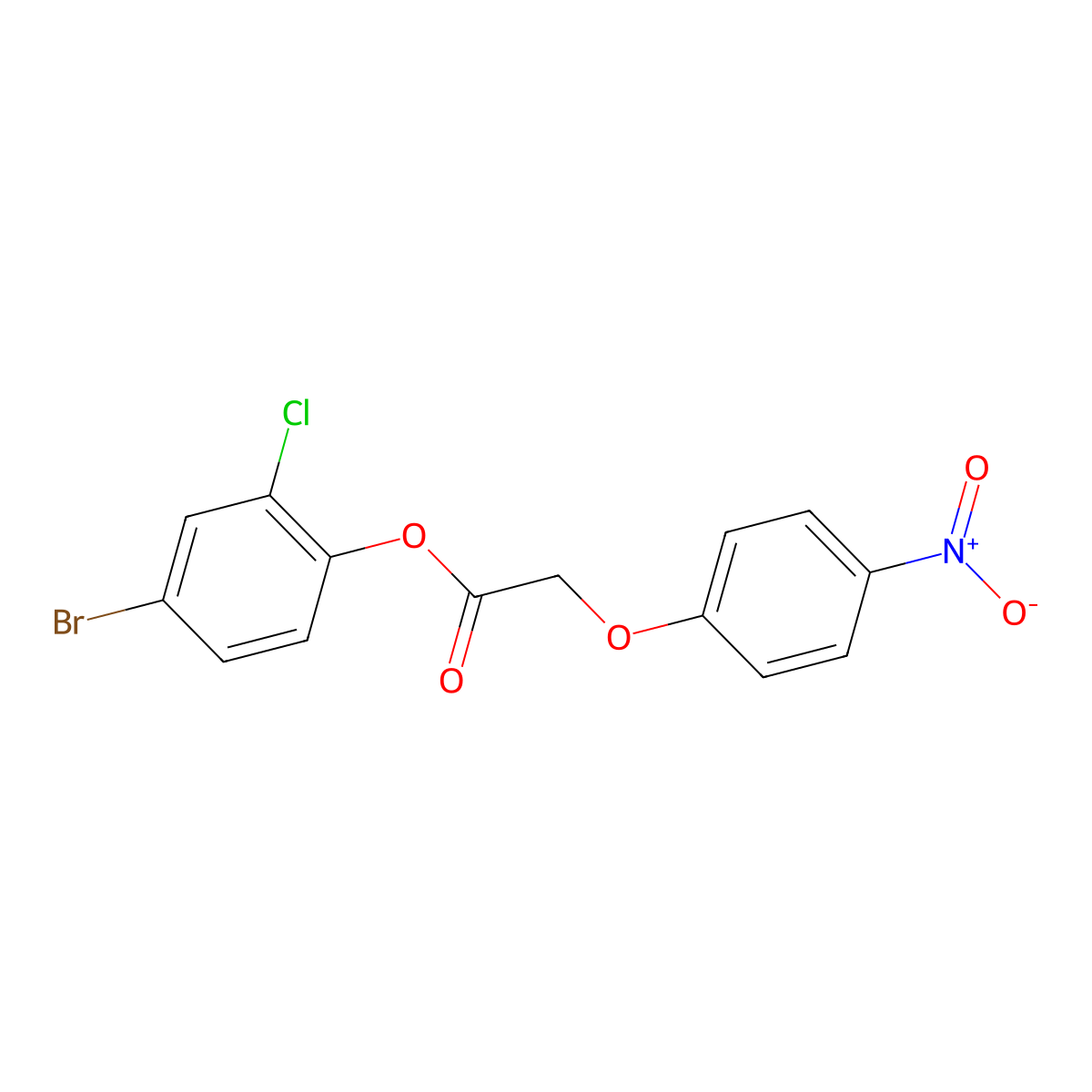 4-Bromo-2-chlorophenyl (4-nitrophenoxy)acetate molecular structure, CAS 648913-29-5