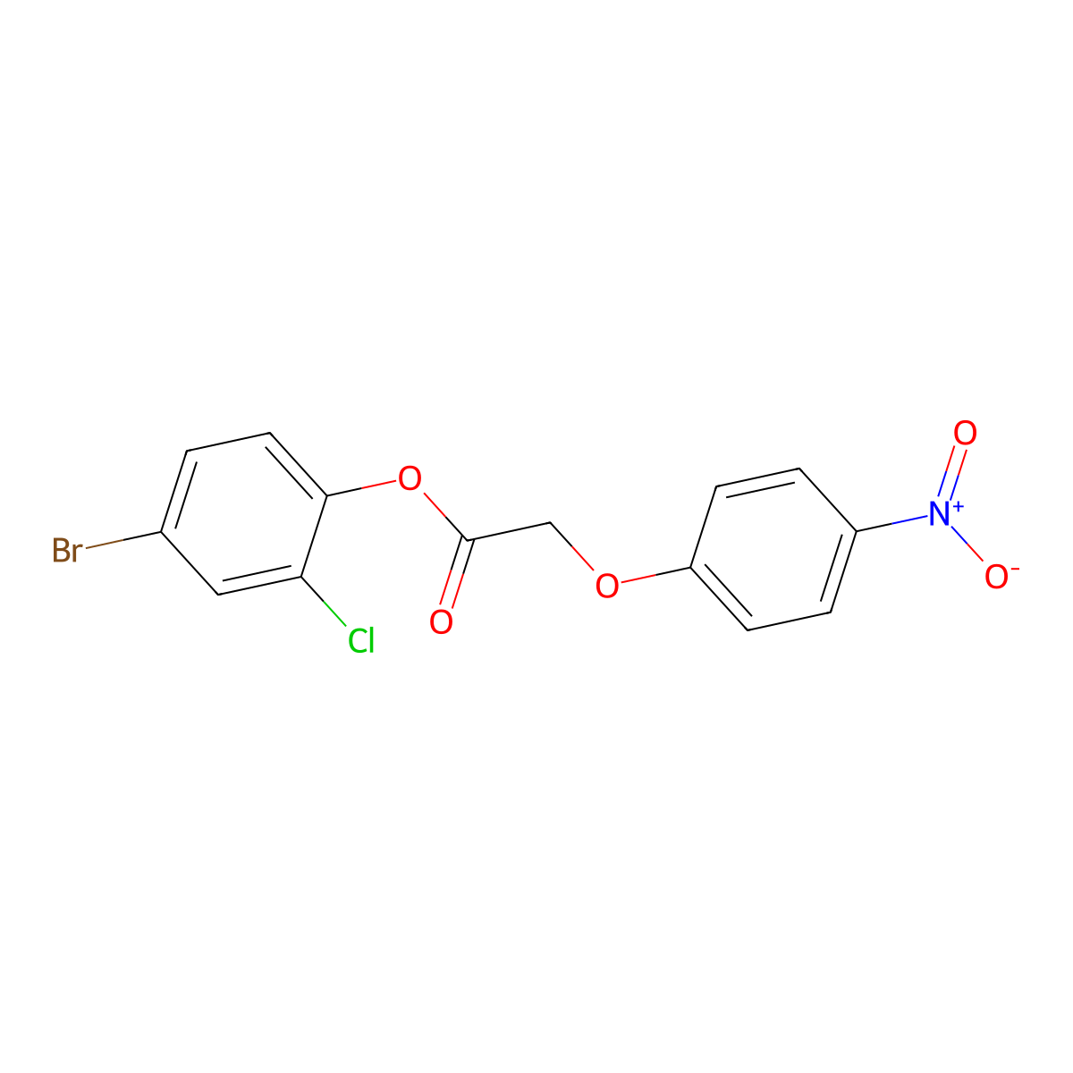4-Bromo-2-chlorophenyl (4-nitrophenoxy)acetate molecular structure, CAS 648913-29-5