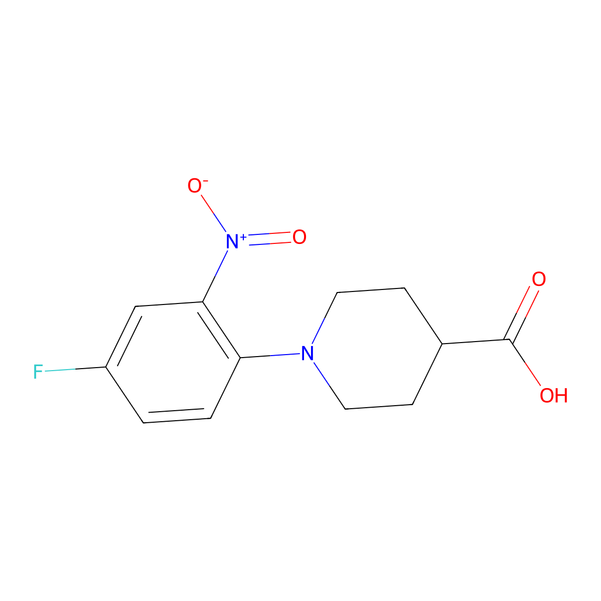 1-(4-Fluoro-2-nitrophenyl)piperidine-4-carboxylic acid molecular structure, CAS 648917-79-7