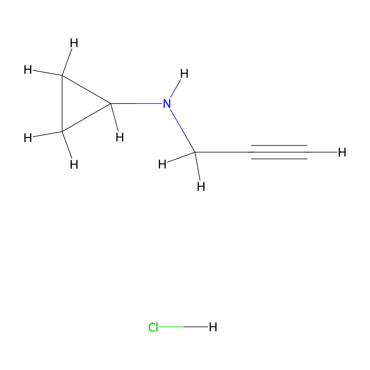 N-(prop-2-yn-1-yl)cyclopropanamine hydrochloride molecular structure, CAS 64892-72-4