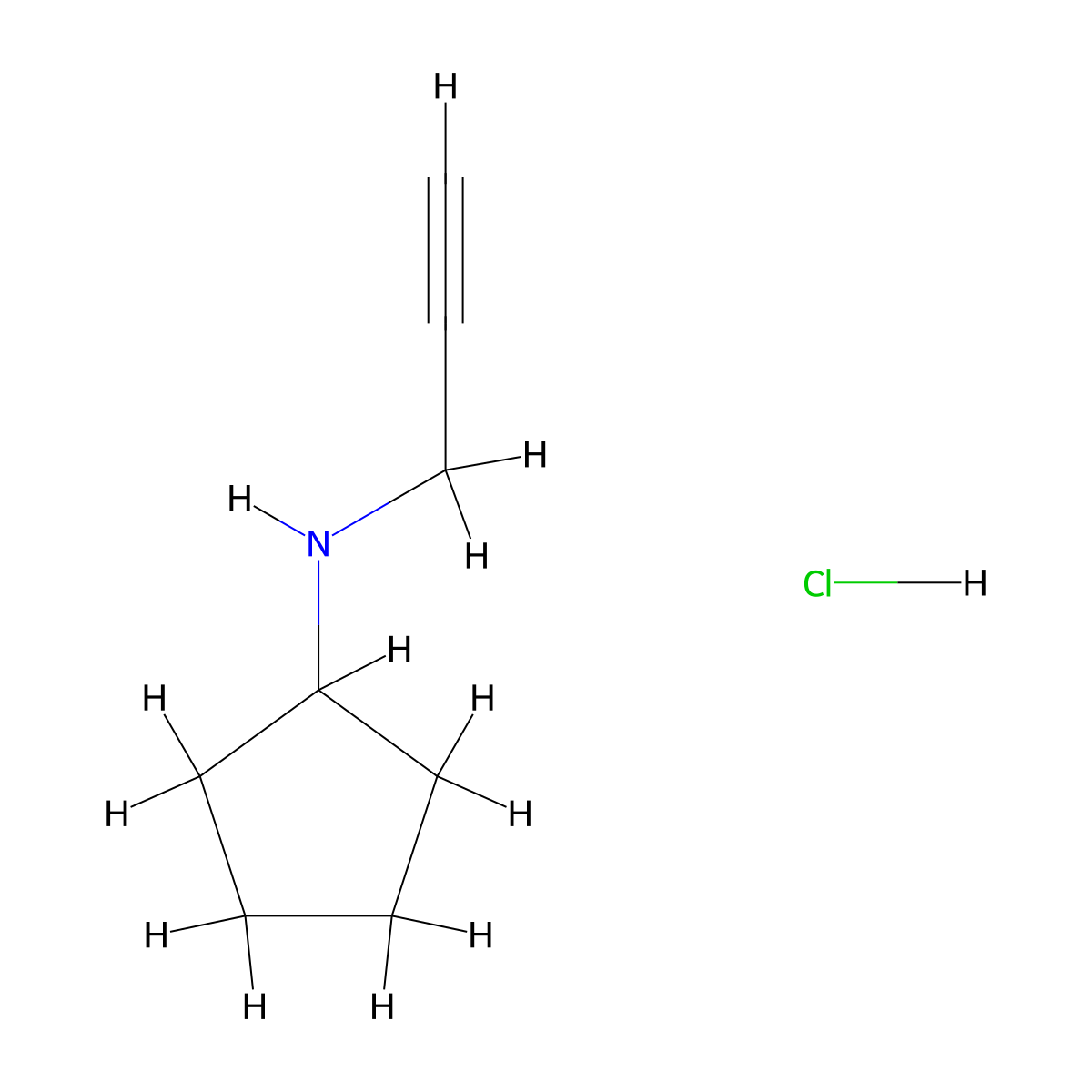 N-(prop-2-yn-1-yl)cyclopentanaminehydrochloride molecular structure, CAS 64892-73-5