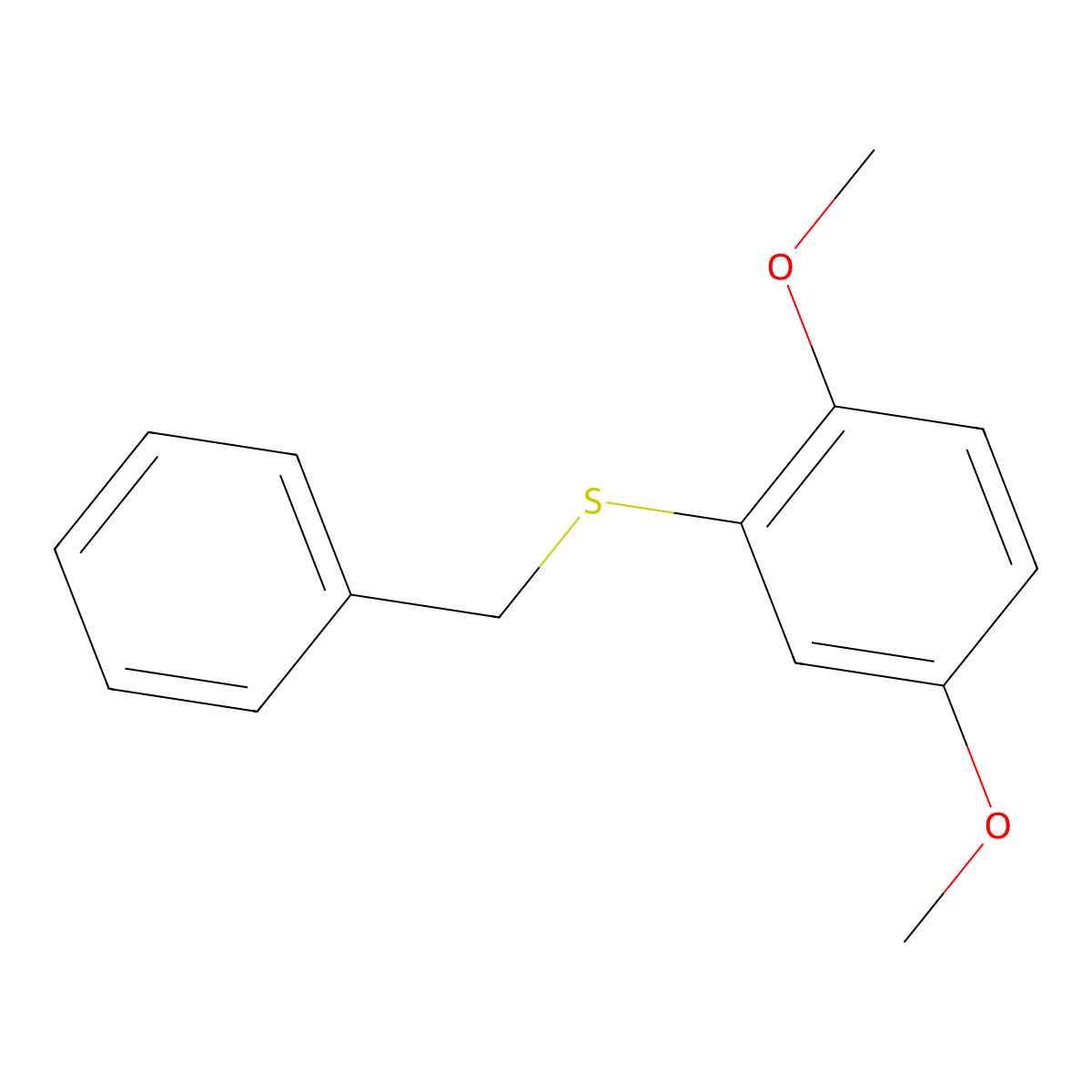 Benzene, 1,4-dimethoxy-2-[(phenylmethyl)thio]- molecular structure, CAS 648956-79-0