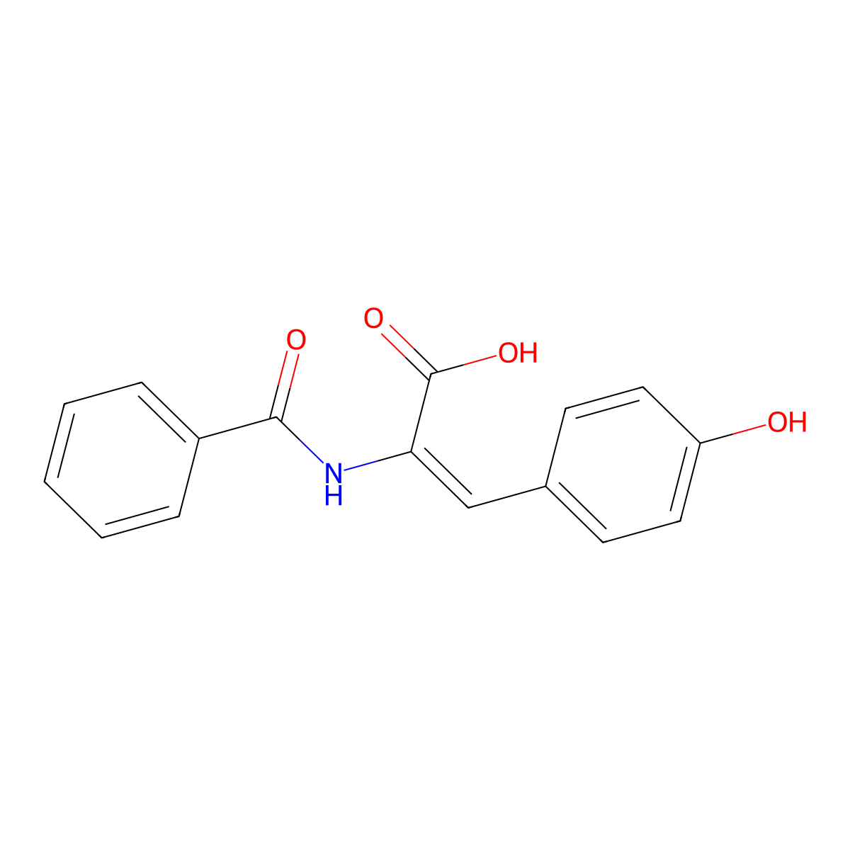 2-Propenoic acid, 2-(benzoylamino)-3-(4-hydroxyphenyl)-, (Z)- molecular structure, CAS 64896-32-8