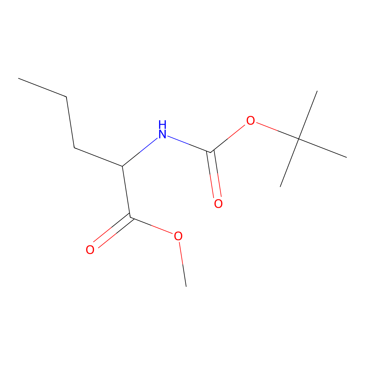 (S)-methyl 2-((tert-butoxycarbonyl)amino)pentanoate molecular structure, CAS 64896-37-3