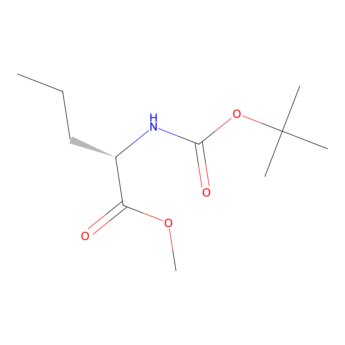 (S)-methyl 2-((tert-butoxycarbonyl)amino)pentanoate molecular structure, CAS 64896-37-3