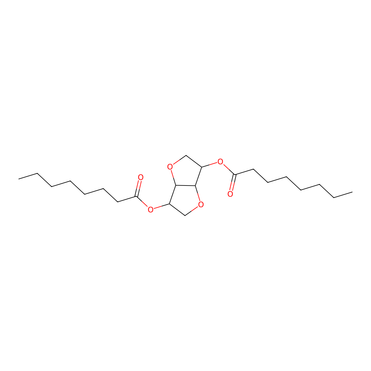 Isosorbide dicaprylate molecular structure, CAS 64896-70-4