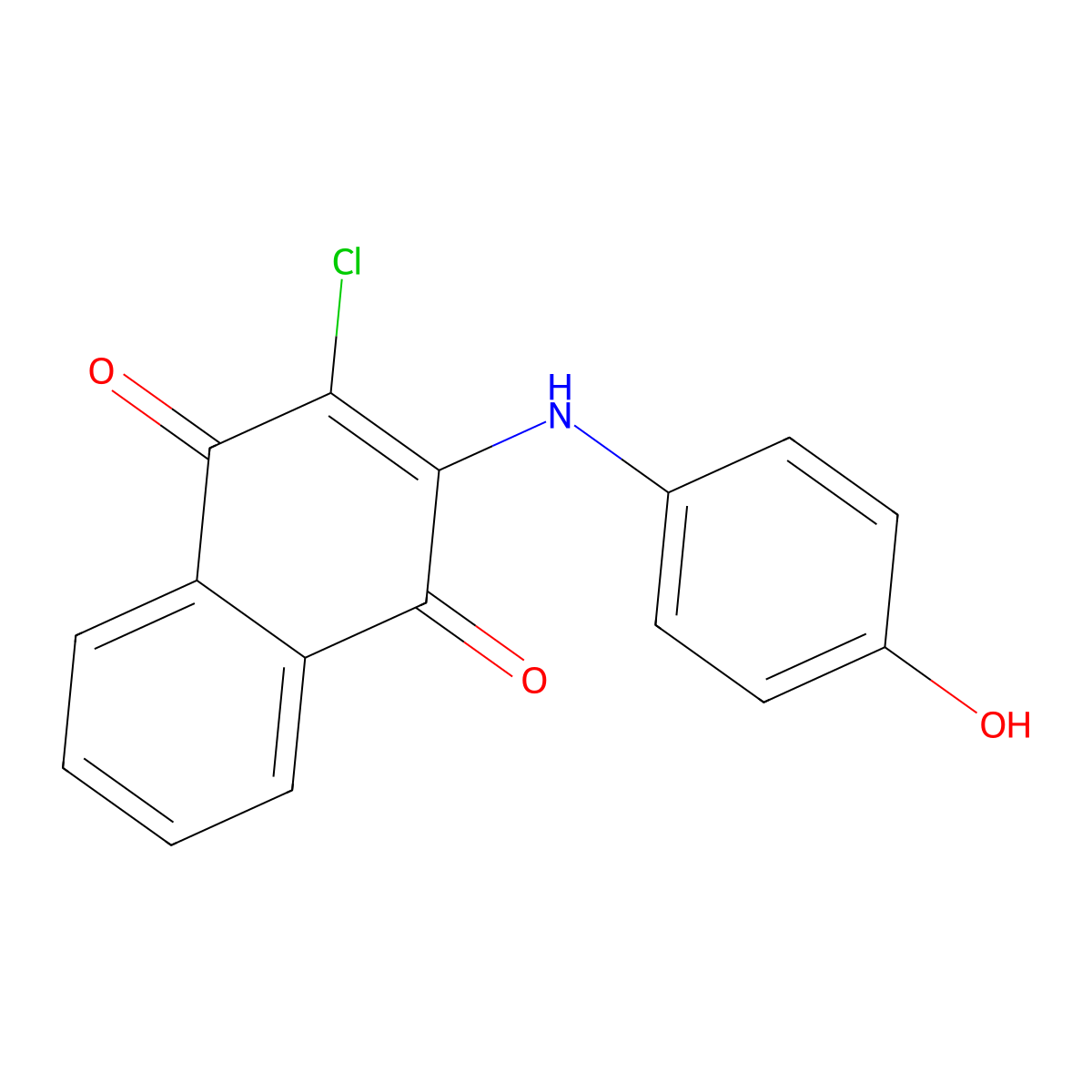 2-Chloro-3-(4-hydroxyanilino)-1,4-naphthoquinone molecular structure, CAS 64897-00-3