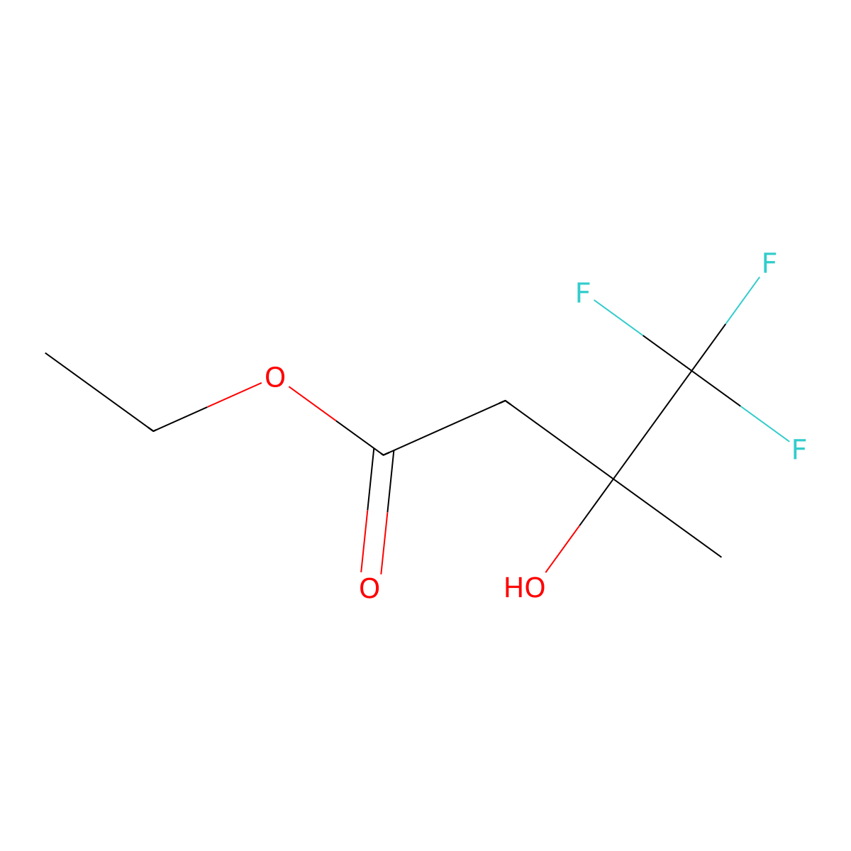 Ethyl 4,4,4-trifluoro-3-hydroxy-3-methylbutanoate molecular structure, CAS 649-56-9