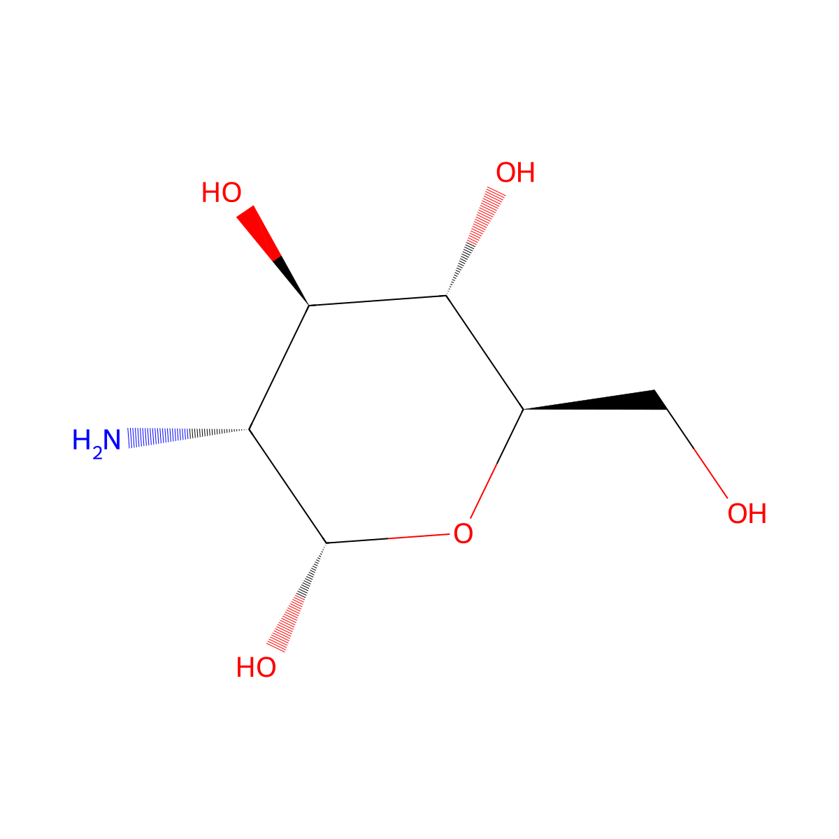 alpha-Glucosamine, D- molecular structure, CAS 6490-70-6