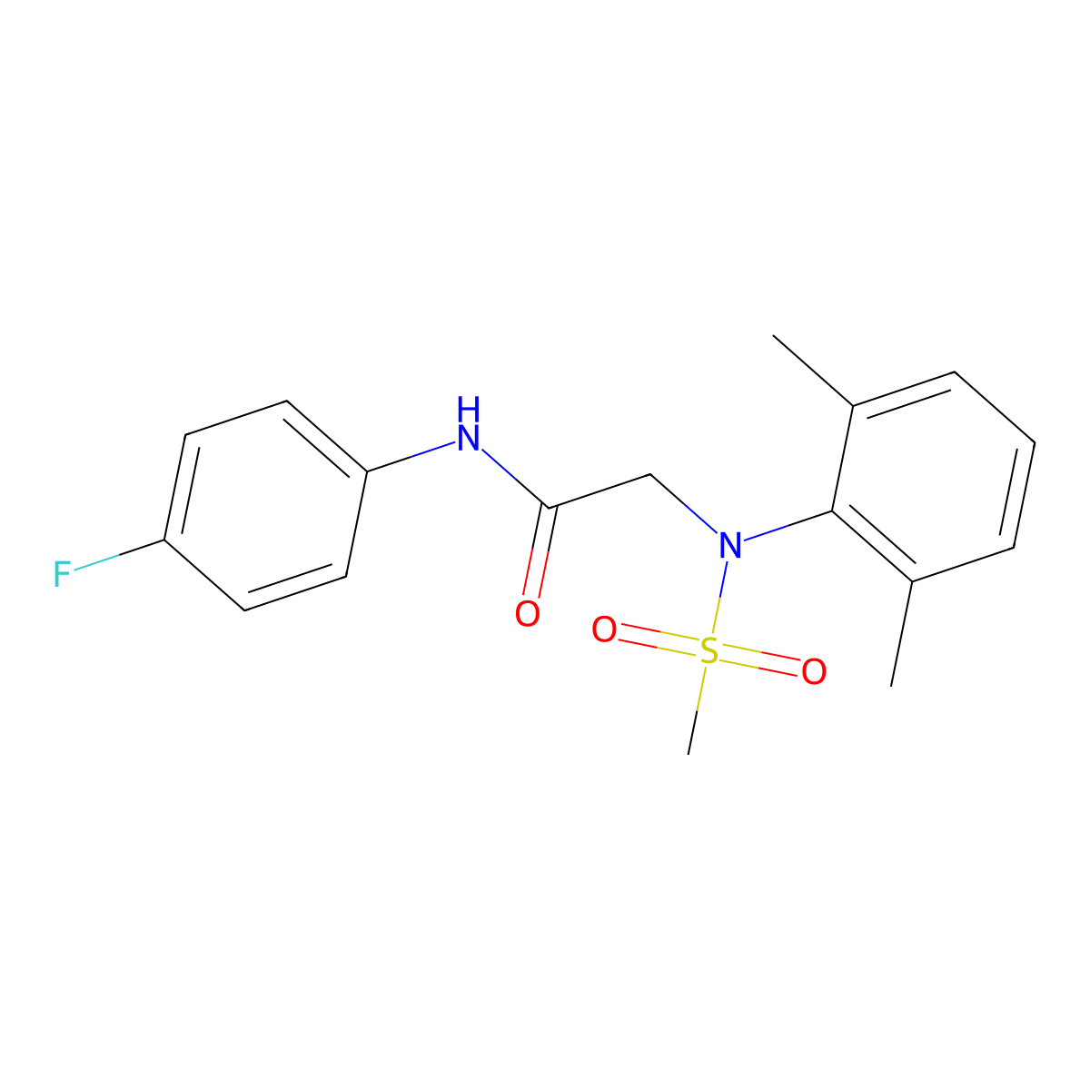 N~2~-(2,6-Dimethylphenyl)-N-(4-fluorophenyl)-N~2~-(methanesulfonyl)glycinamide molecular structure, CAS 6491-09-4