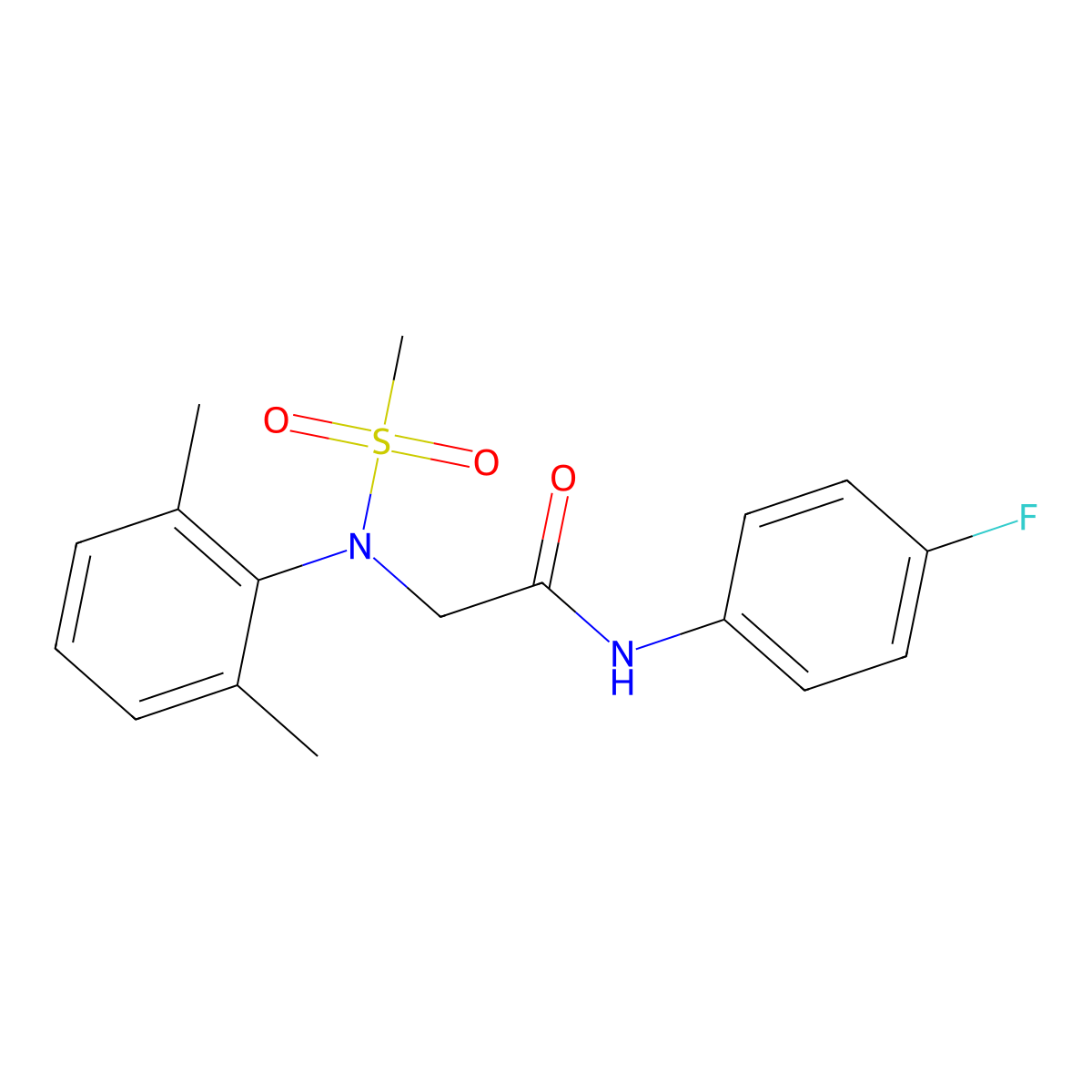 N~2~-(2,6-Dimethylphenyl)-N-(4-fluorophenyl)-N~2~-(methanesulfonyl)glycinamide molecular structure, CAS 6491-09-4