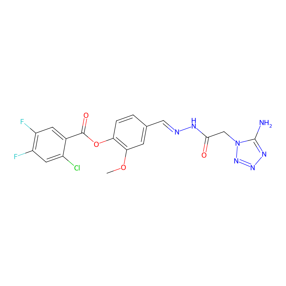 [4-[[[2-(5-Aminotetrazol-1-yl)acetyl]hydrazinylidene]methyl]-2-methoxyphenyl] 2-chloro-4,5-difluorobenzoate molecular structure, CAS 6491-60-7