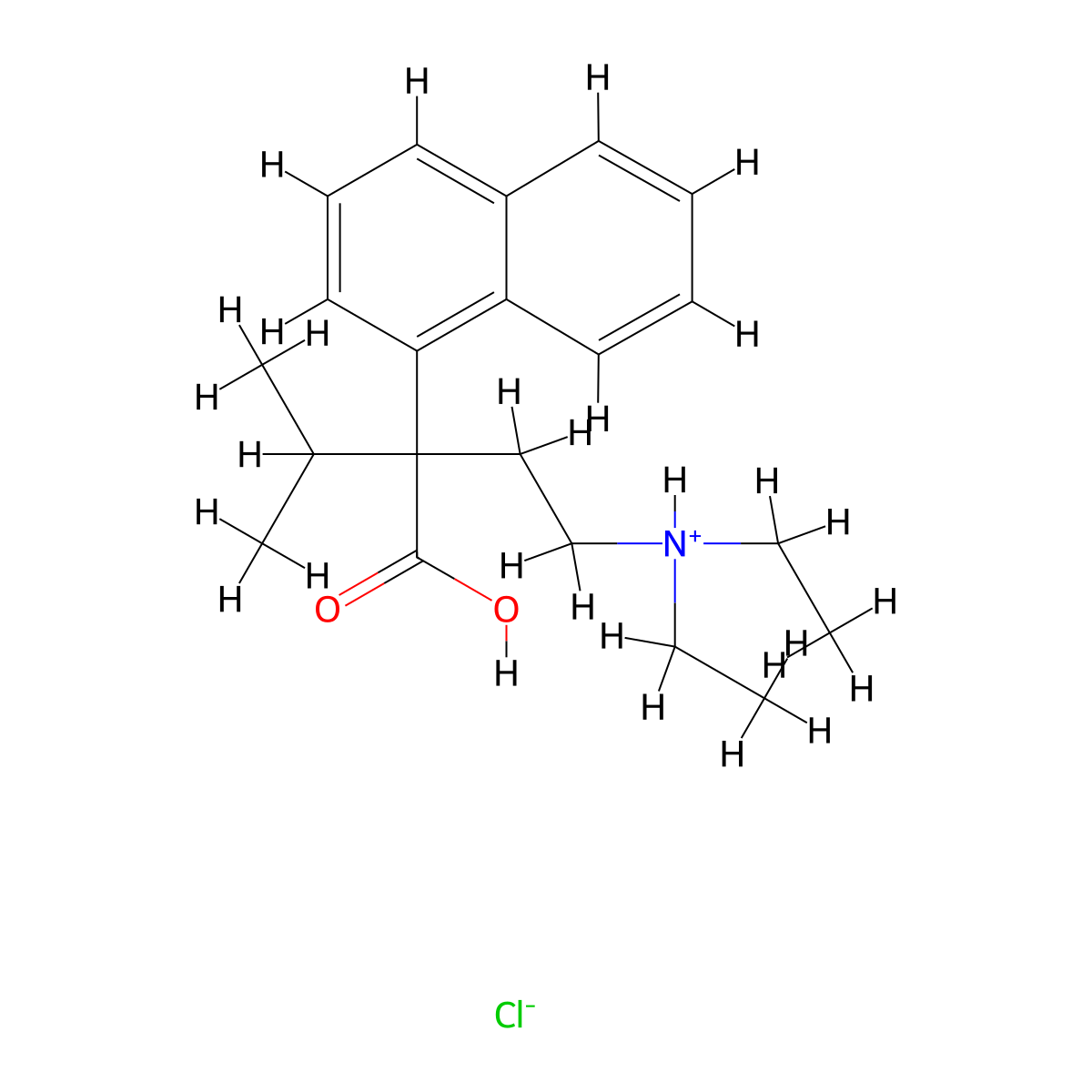 1-Naphthaleneacetic acid, alpha-(2-(diethylamino)ethyl)-alpha-isopropyl-, hydrochloride molecular structure, CAS 6491-85-6