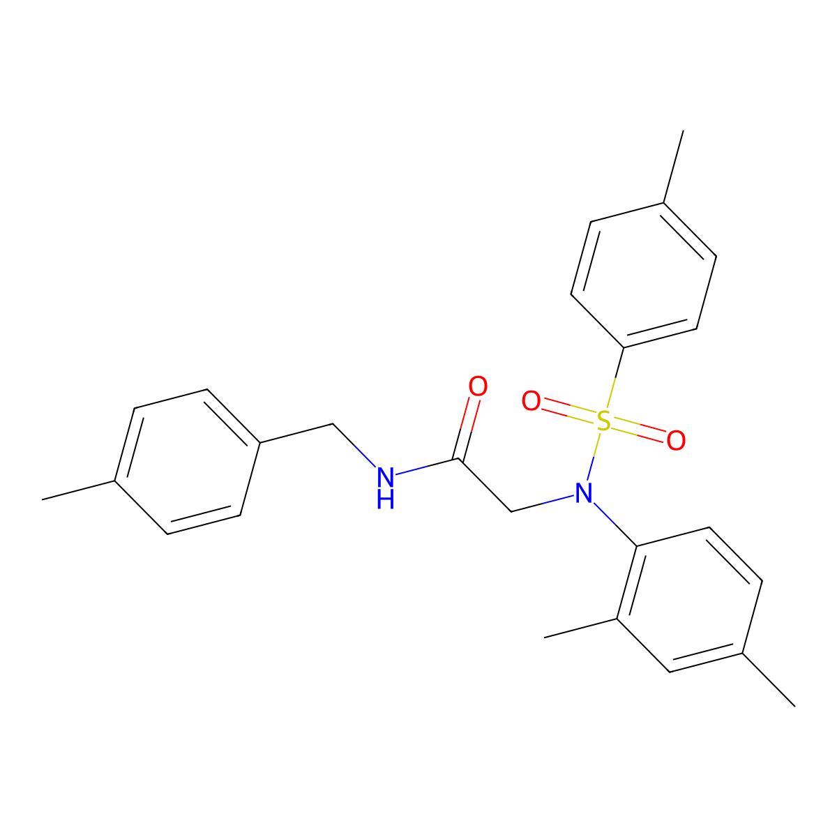 2-(2,4-dimethyl-N-(4-methylphenyl)sulfonylanilino)-N-[(4-methylphenyl)methyl]acetamide molecular structure, CAS 6491-93-6