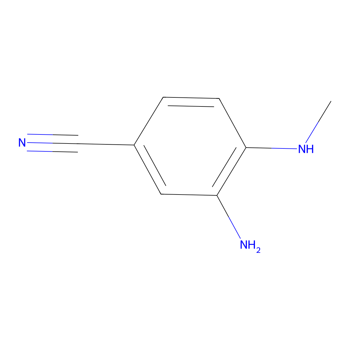 3-Amino-4-(methylamino)benzonitrile molecular structure, CAS 64910-46-9