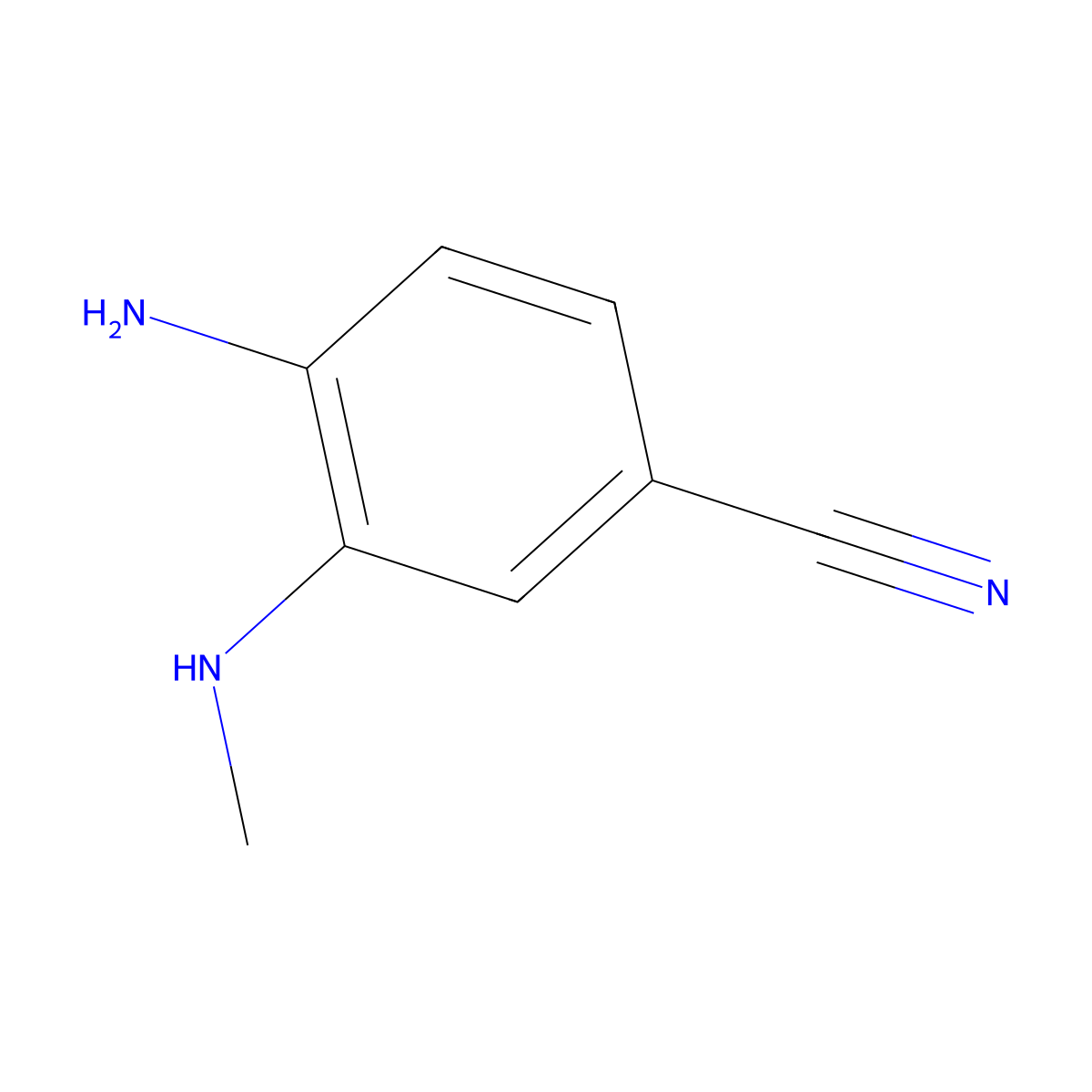 4-Amino-3-(methylamino)benzonitrile molecular structure, CAS 64910-49-2