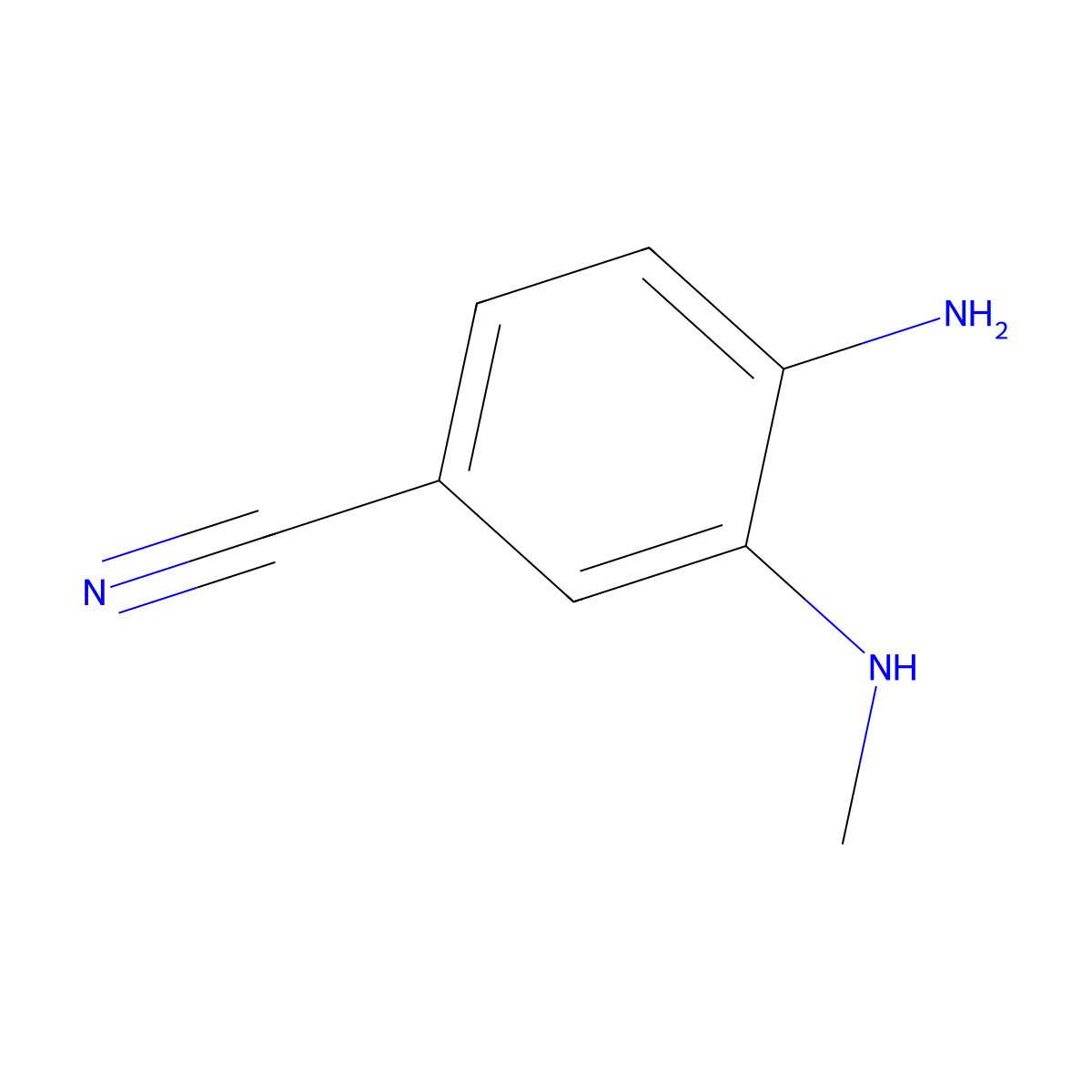 4-Amino-3-(methylamino)benzonitrile molecular structure, CAS 64910-49-2
