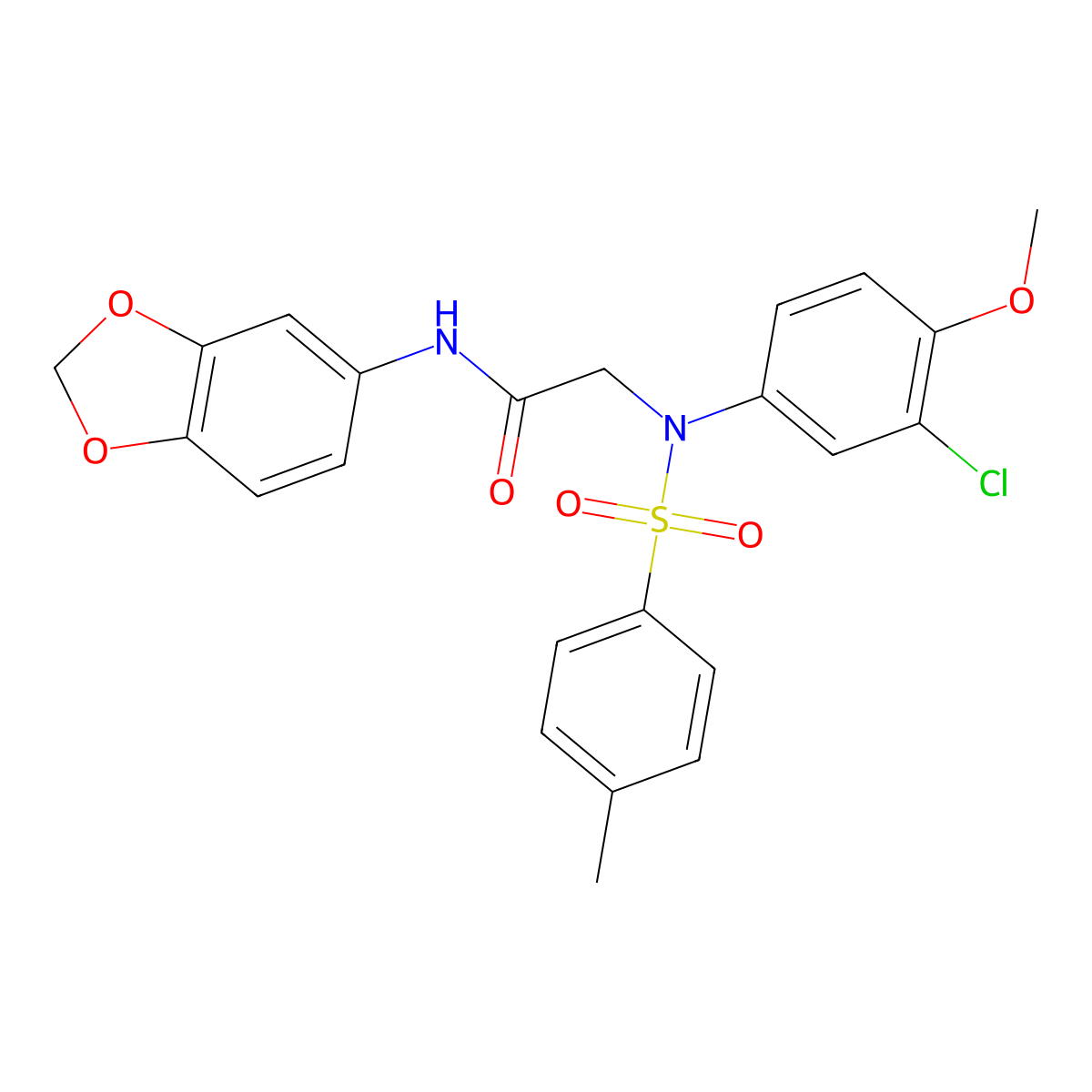 N-(1,3-benzodioxol-5-yl)-2-(3-chloro-4-methoxy-N-(4-methylphenyl)sulfonylanilino)acetamide molecular structure, CAS 6492-62-2