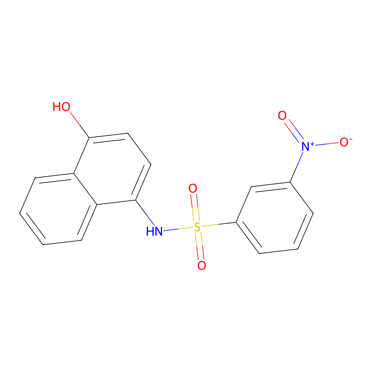 Benzenesulfonamide, N-(4-hydroxy-1-naphthalenyl)-3-nitro- molecular structure, CAS 64920-20-3