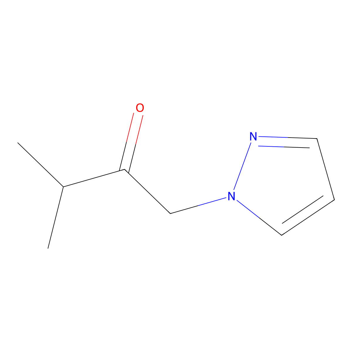 3-methyl-1-(1H-pyrazol-1-yl)butan-2-one molecular structure, CAS 64921-99-9