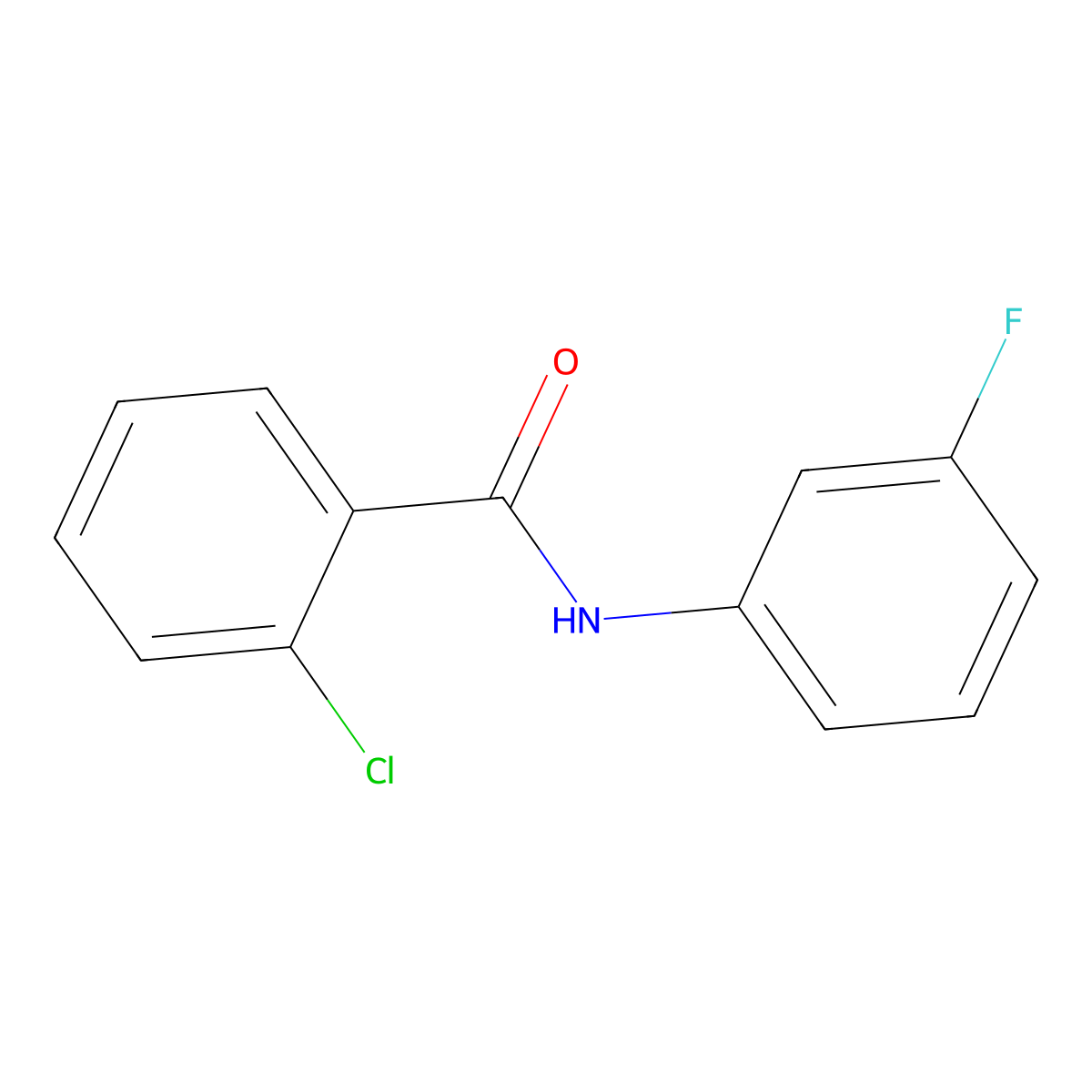 2-chloro-N-(3-fluorophenyl)benzamide molecular structure, CAS 64922-35-6