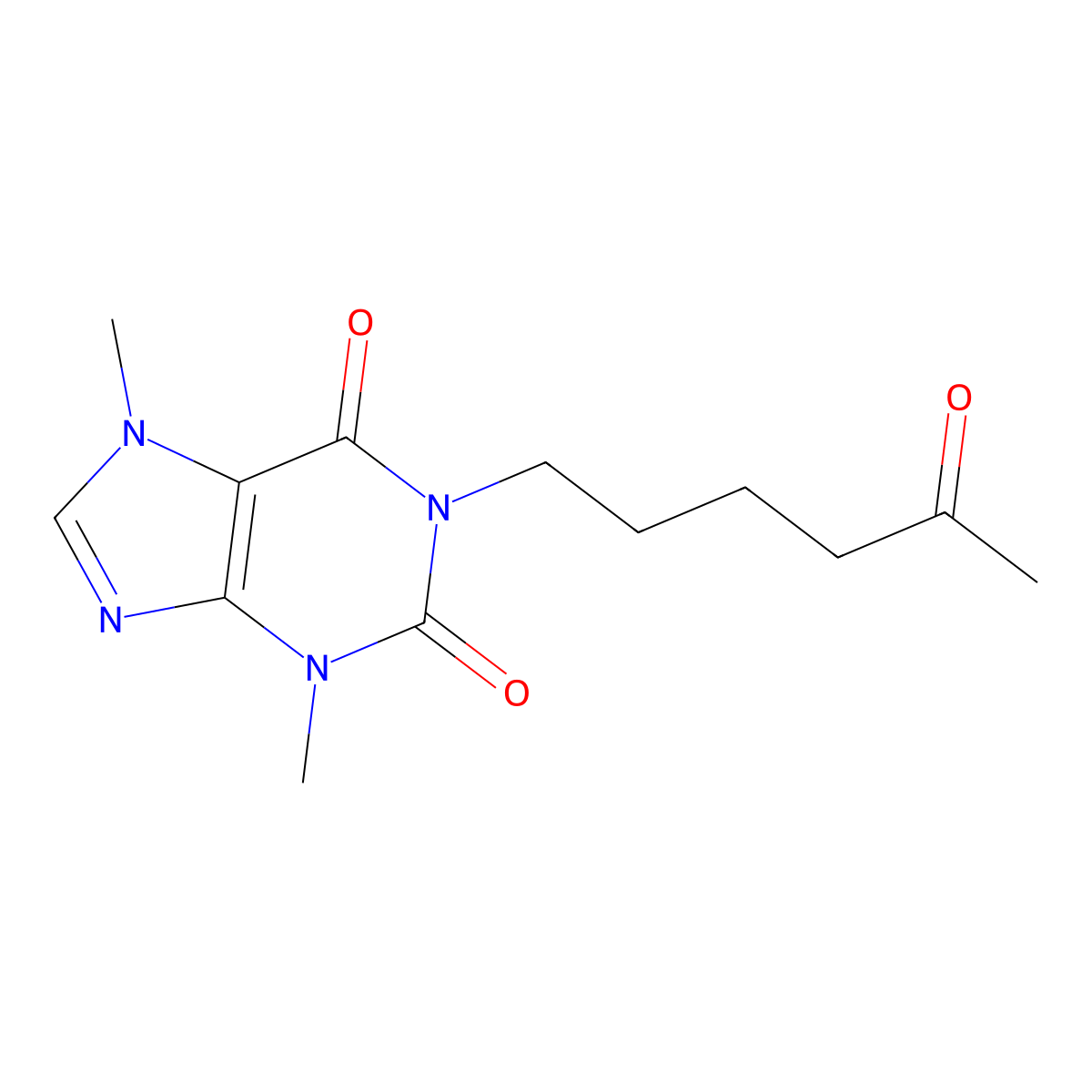 Pentoxifylline molecular structure, CAS 6493-05-6