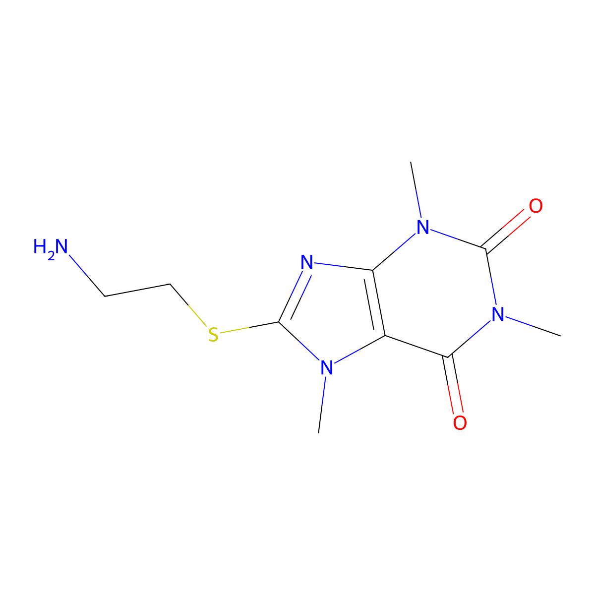Caffeine, 8-((2-aminoethyl)thio)- molecular structure, CAS 6493-24-9