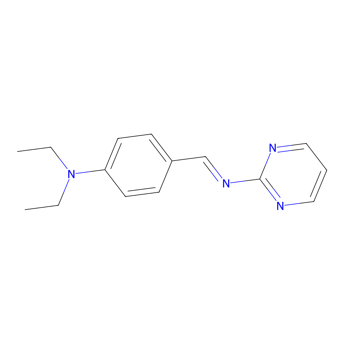 N,N-diethyl-4-(pyrimidin-2-yliminomethyl)aniline molecular structure, CAS 6493-60-3