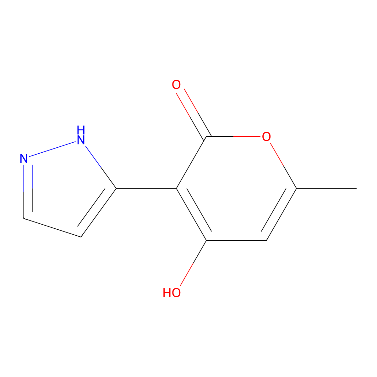 4-hydroxy-6-methyl-3-(1H-pyrazol-3-yl)-2H-pyran-2-one molecular structure, CAS 64932-34-9