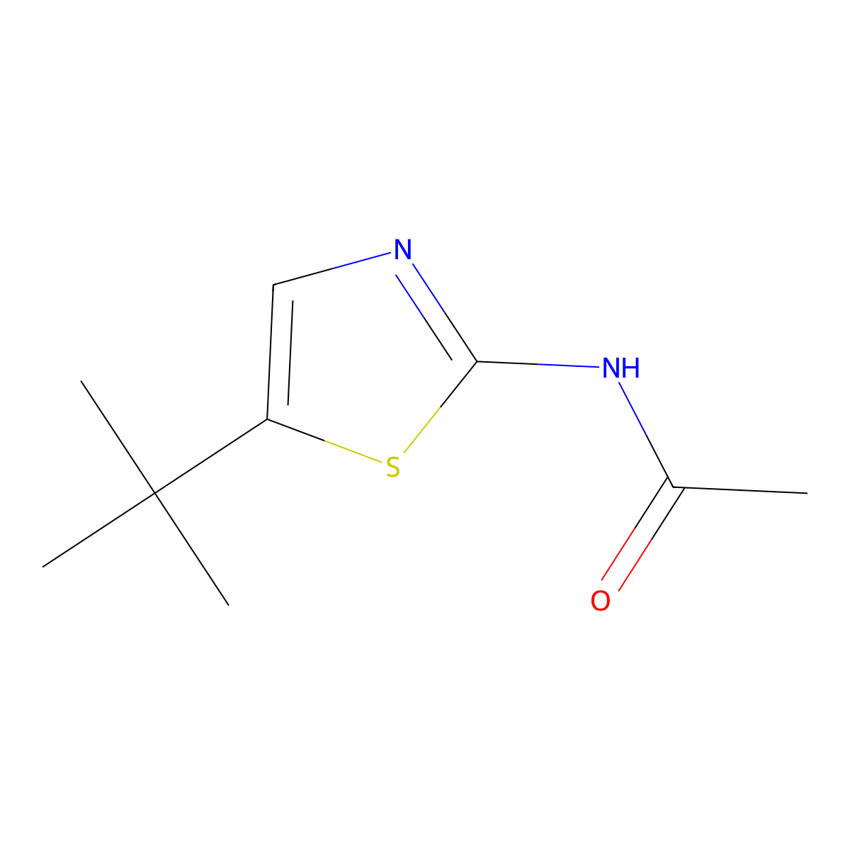 N-(5-(1,1-Dimethylethyl)-2-thiazolyl)acetamide molecular structure, CAS 64932-37-2
