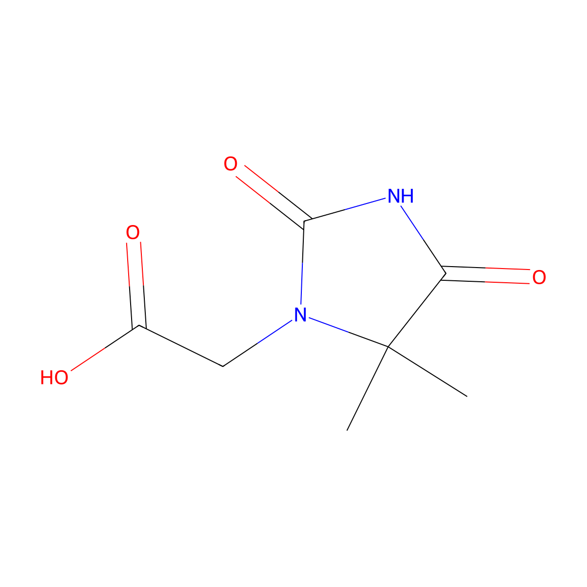 2-(5,5-Dimethyl-2,4-dioxoimidazolidin-1-yl)acetic acid molecular structure, CAS 64942-63-8