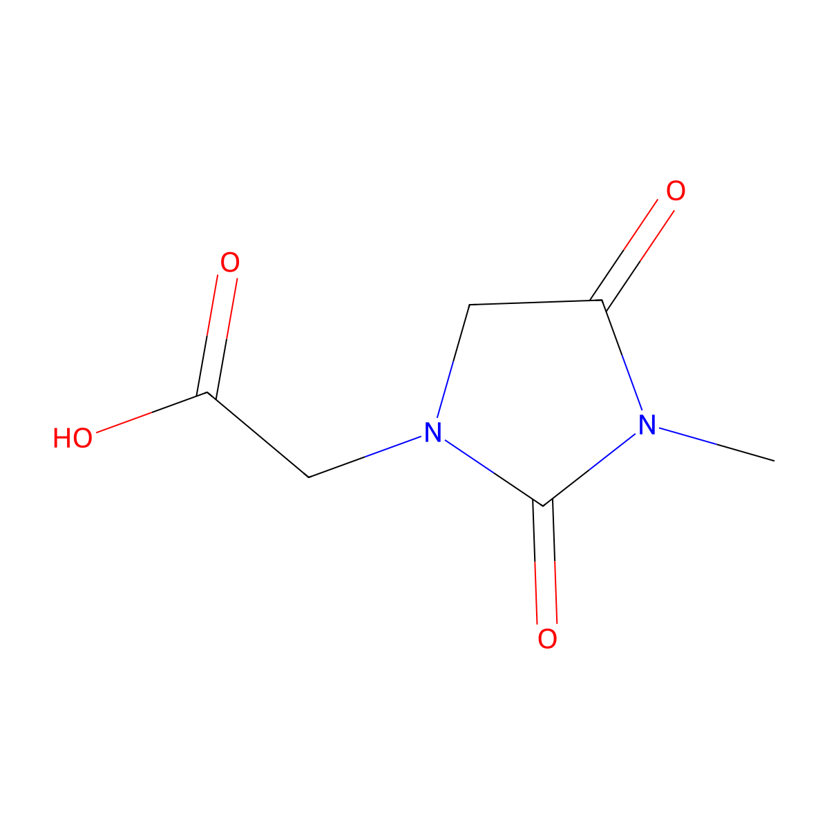 2-(3-Methyl-2,4-dioxoimidazolidin-1-yl)acetic acid molecular structure, CAS 64942-72-9