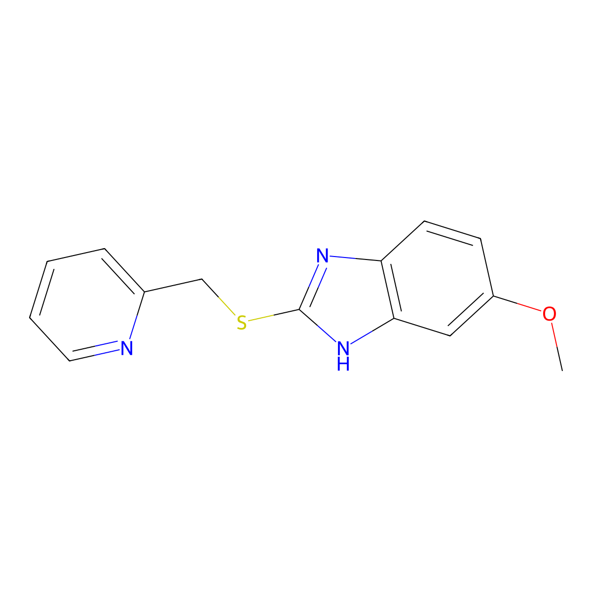 5-Methoxy-2-(2-pyridylmethylthio)benzimidazole molecular structure, CAS 64948-80-7