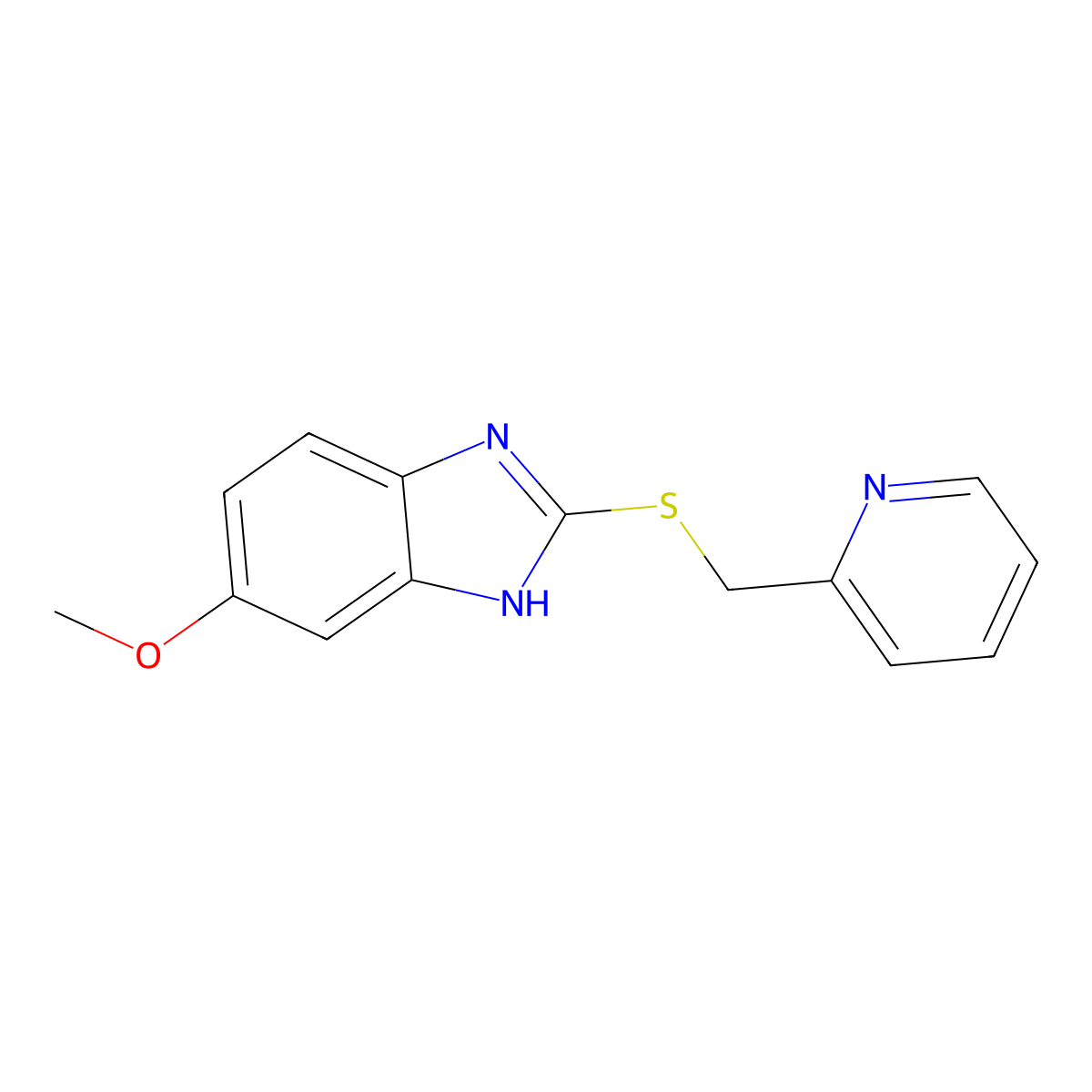 5-Methoxy-2-(2-pyridylmethylthio)benzimidazole molecular structure, CAS 64948-80-7