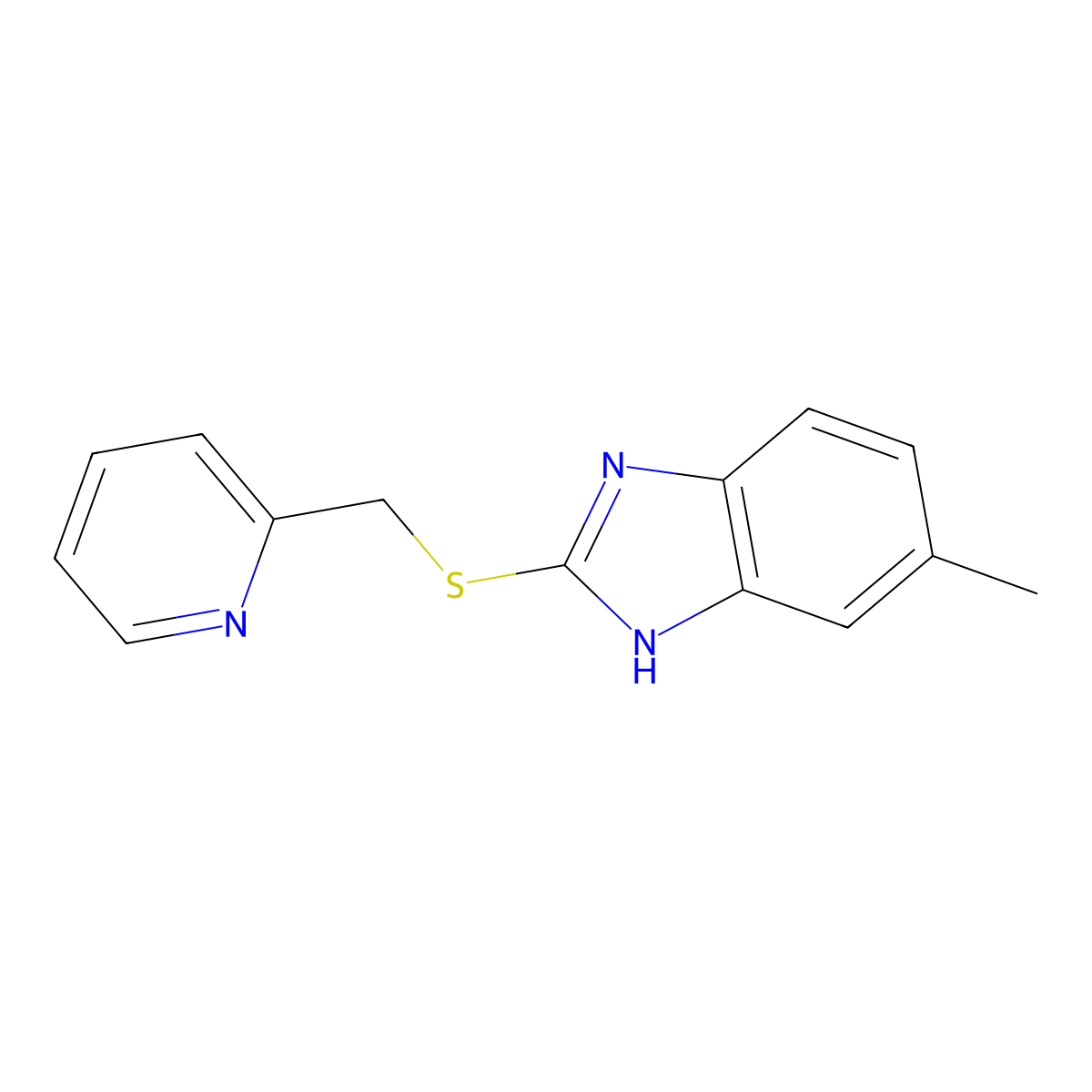 6-methyl-2-(pyridin-2-ylmethylsulfanyl)-1H-benzimidazole molecular structure, CAS 64948-83-0