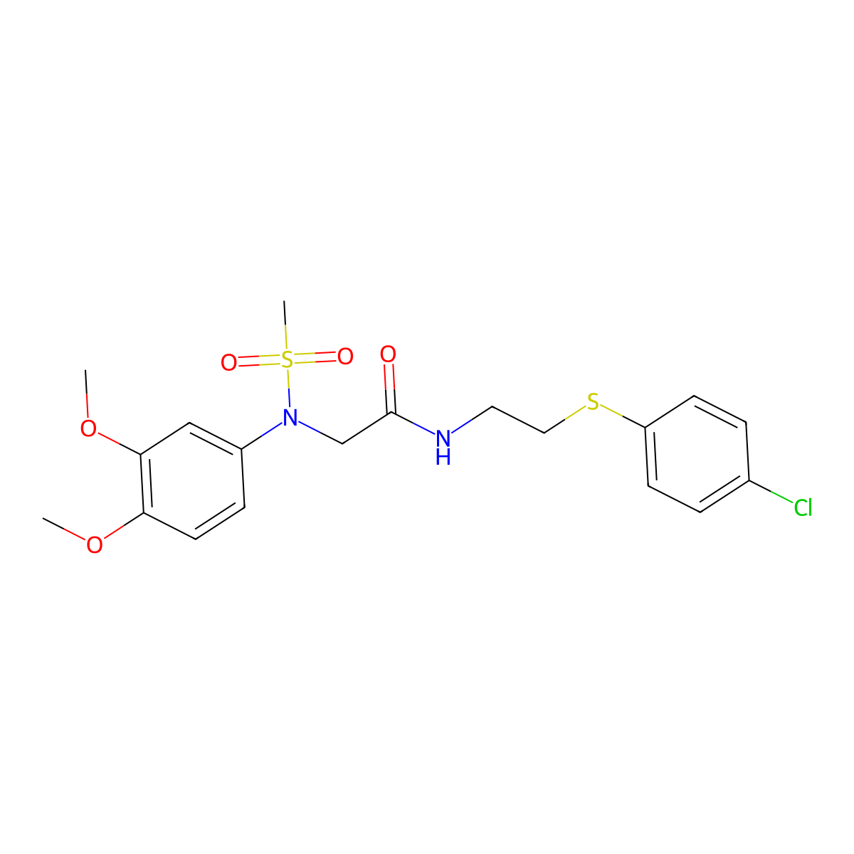 N-[2-(4-chlorophenyl)sulfanylethyl]-2-(3,4-dimethoxy-N-methylsulfonylanilino)acetamide molecular structure, CAS 6495-20-1