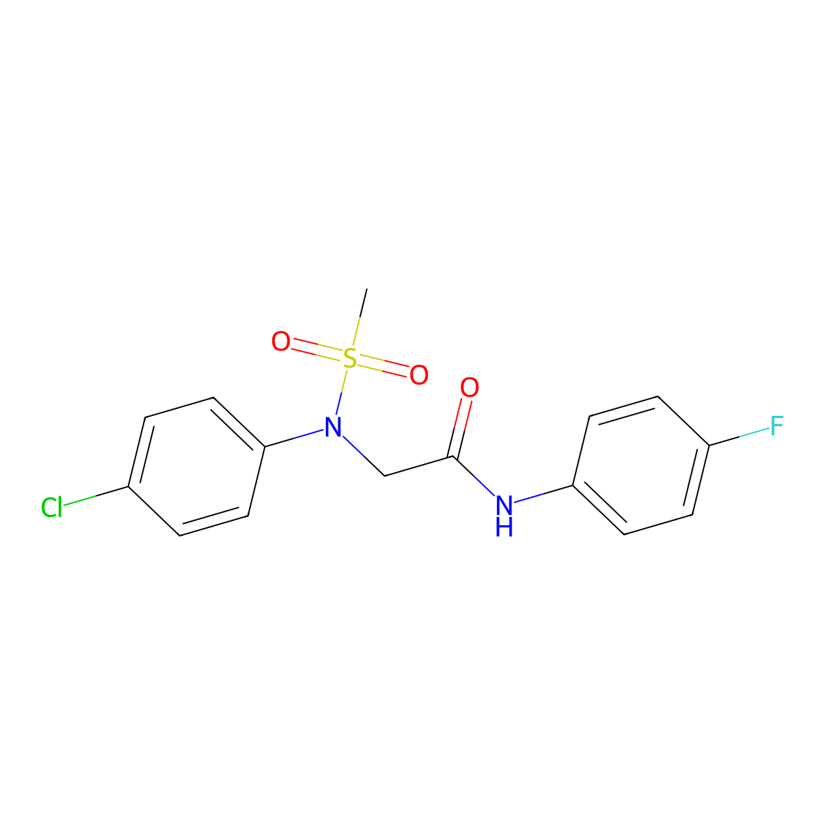 2-(4-chloro-N-methylsulfonylanilino)-N-(4-fluorophenyl)acetamide molecular structure, CAS 6495-96-1