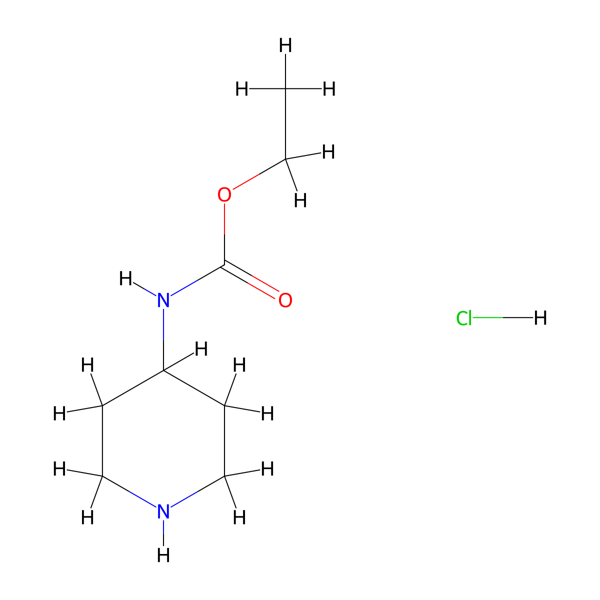 Ethyl piperidin-4-ylcarbamate hydrochloride molecular structure, CAS 64951-38-8