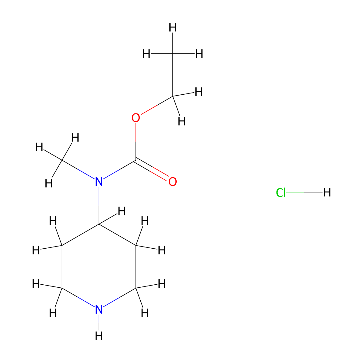 ethyl N-methyl-N-(piperidin-4-yl)carbamate hydrochloride molecular structure, CAS 64951-44-6