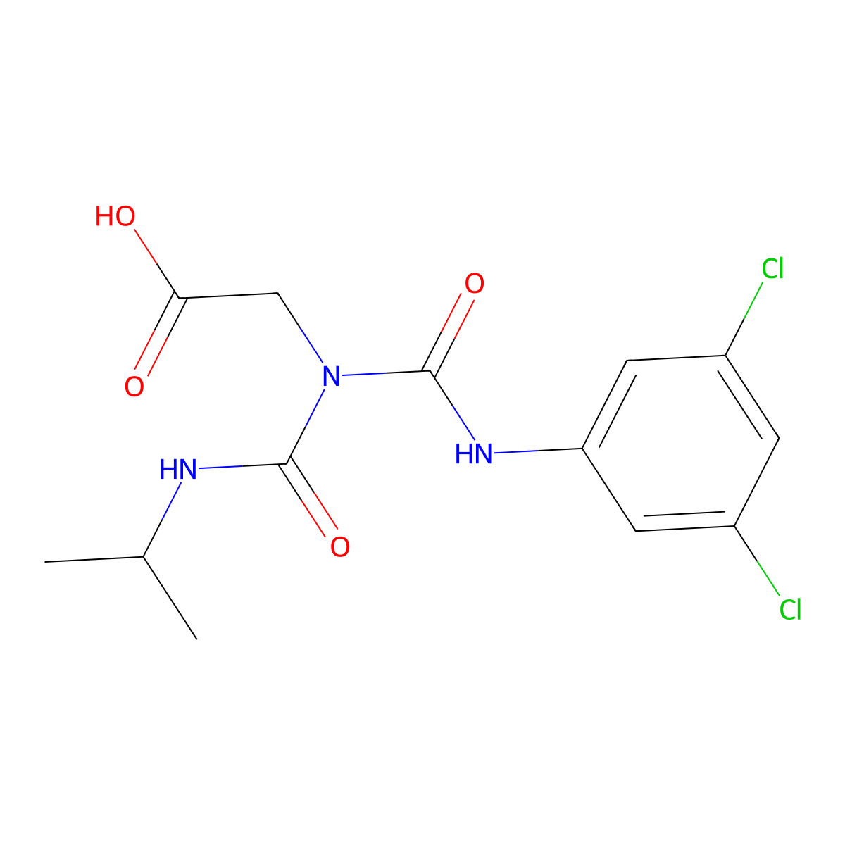N-((3,5-Dichlorophenyl)carbamoyl)-N-(isopropylcarbamoyl)glycine molecular structure, CAS 64952-42-7